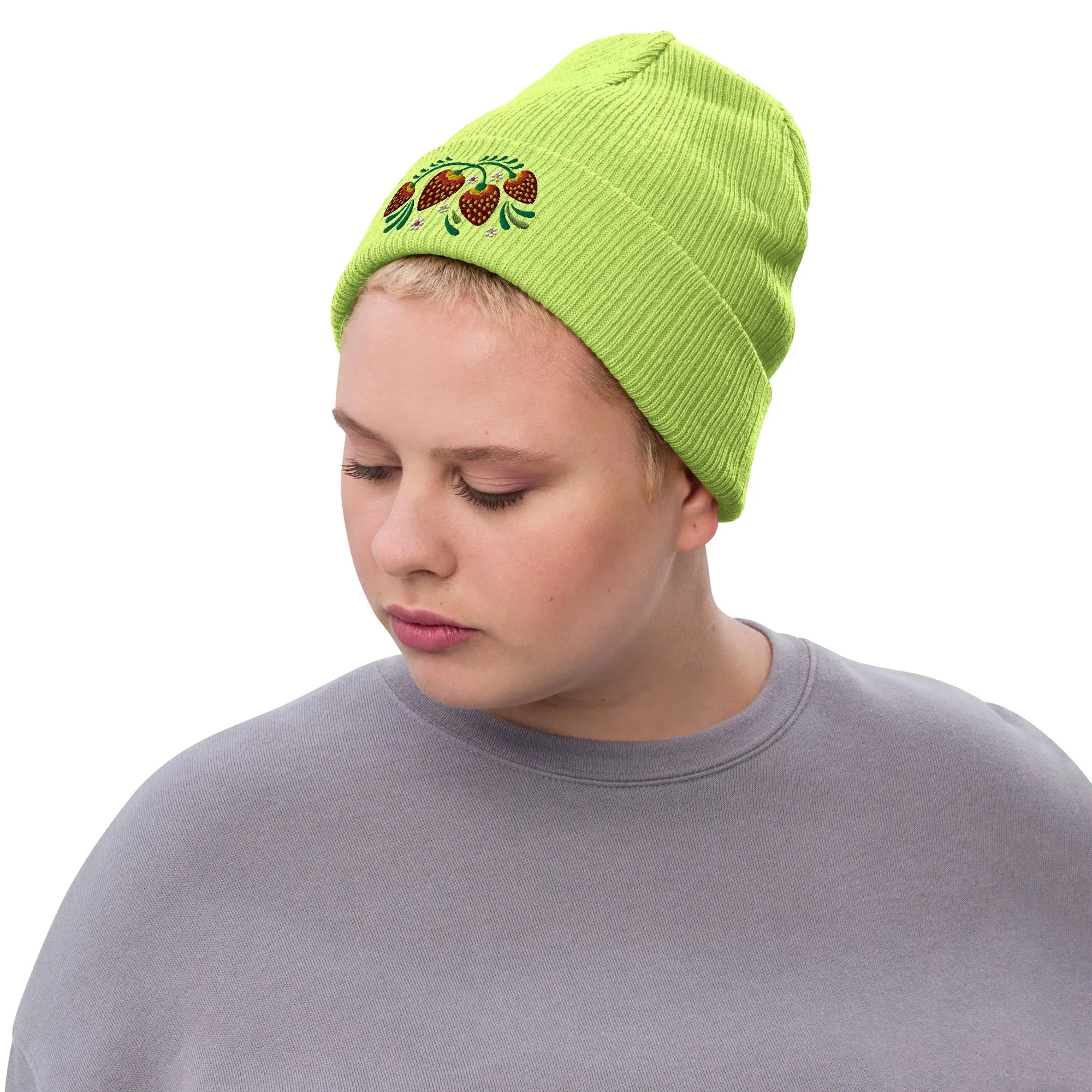 Russian Khokhloma Embroidered Beanie