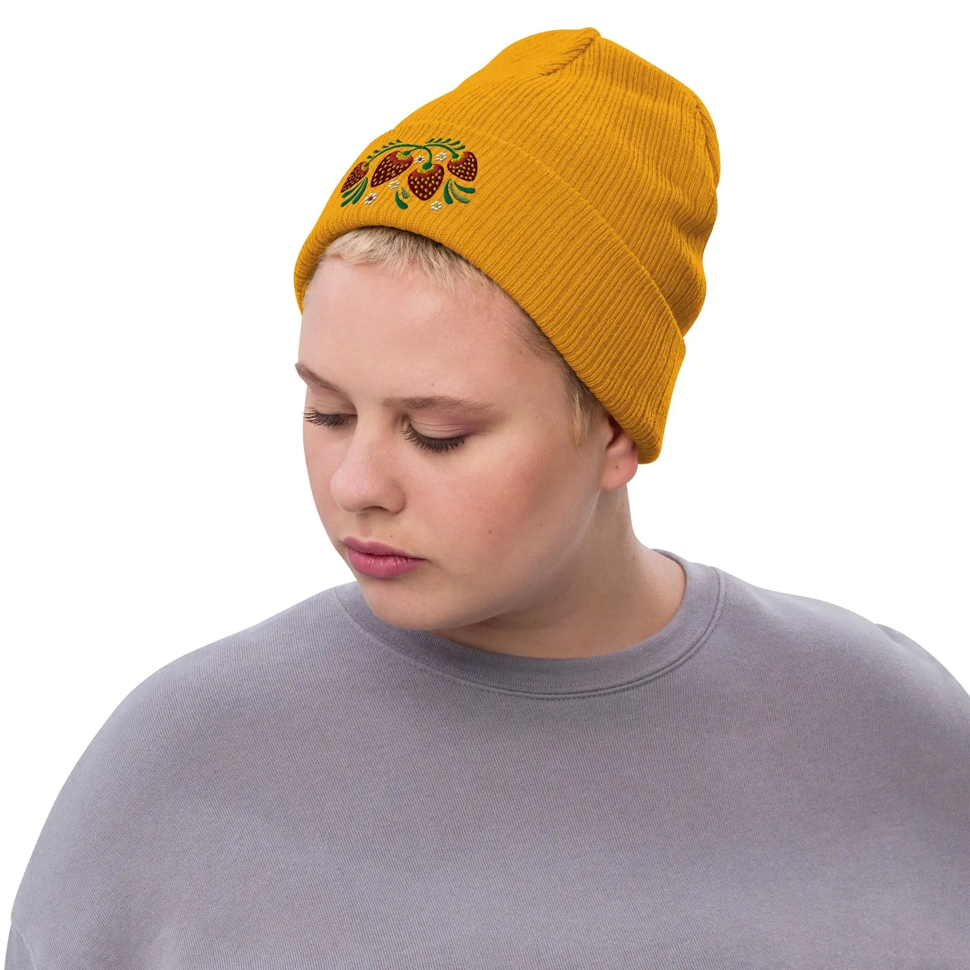 Russian Khokhloma Embroidered Beanie