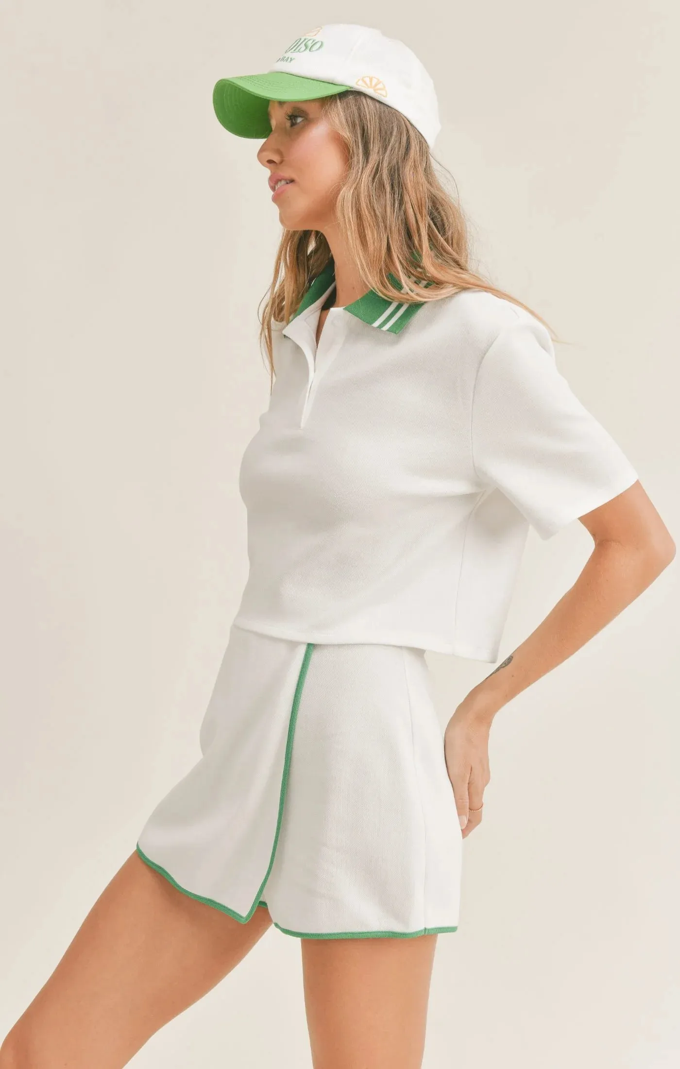 Sadie & Sage Tennis Girl Crop Polo Shirt