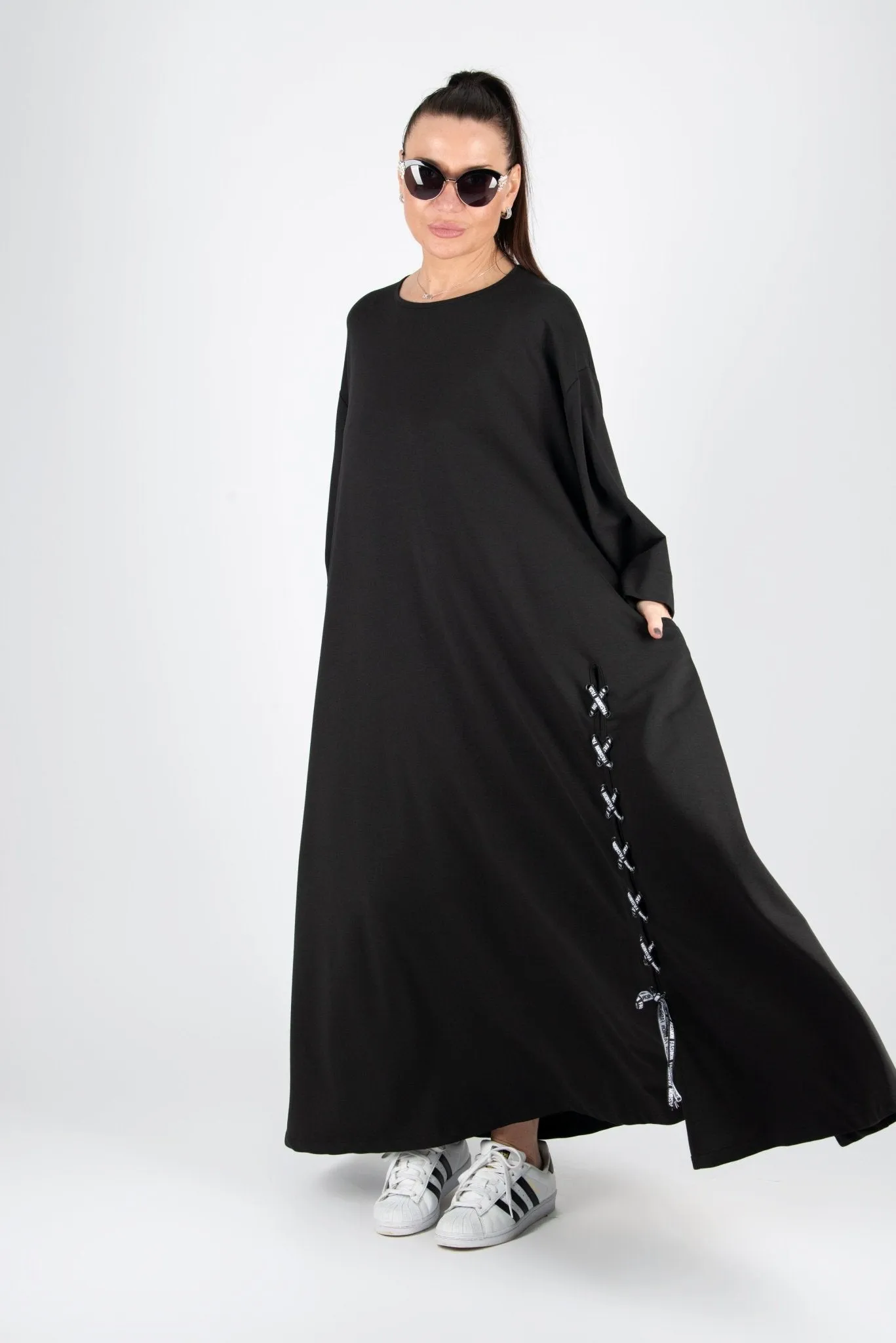 SAVINA Long Beige Dress with 2 sides pocket