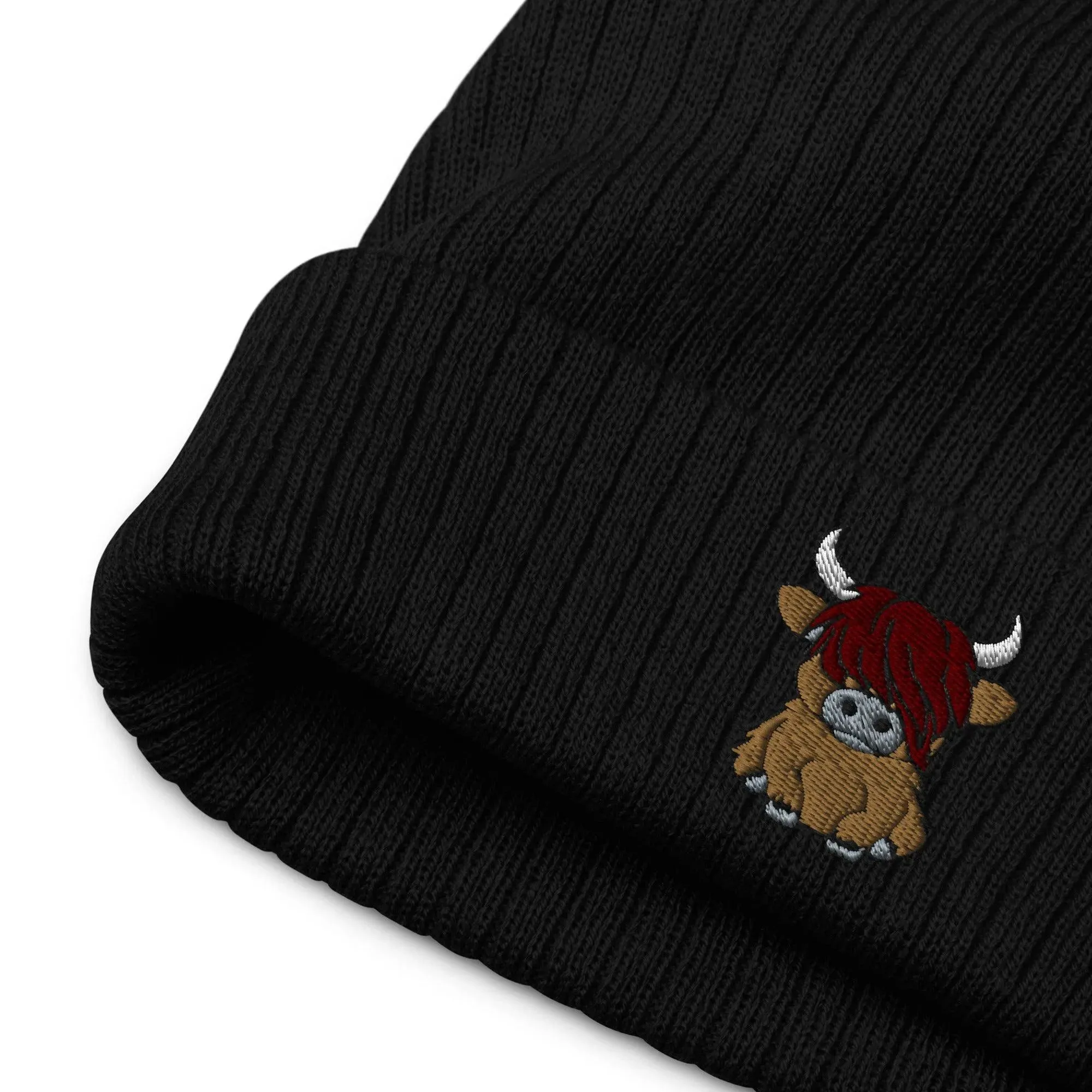 Scottish Highland Cow Embroidered Beanie