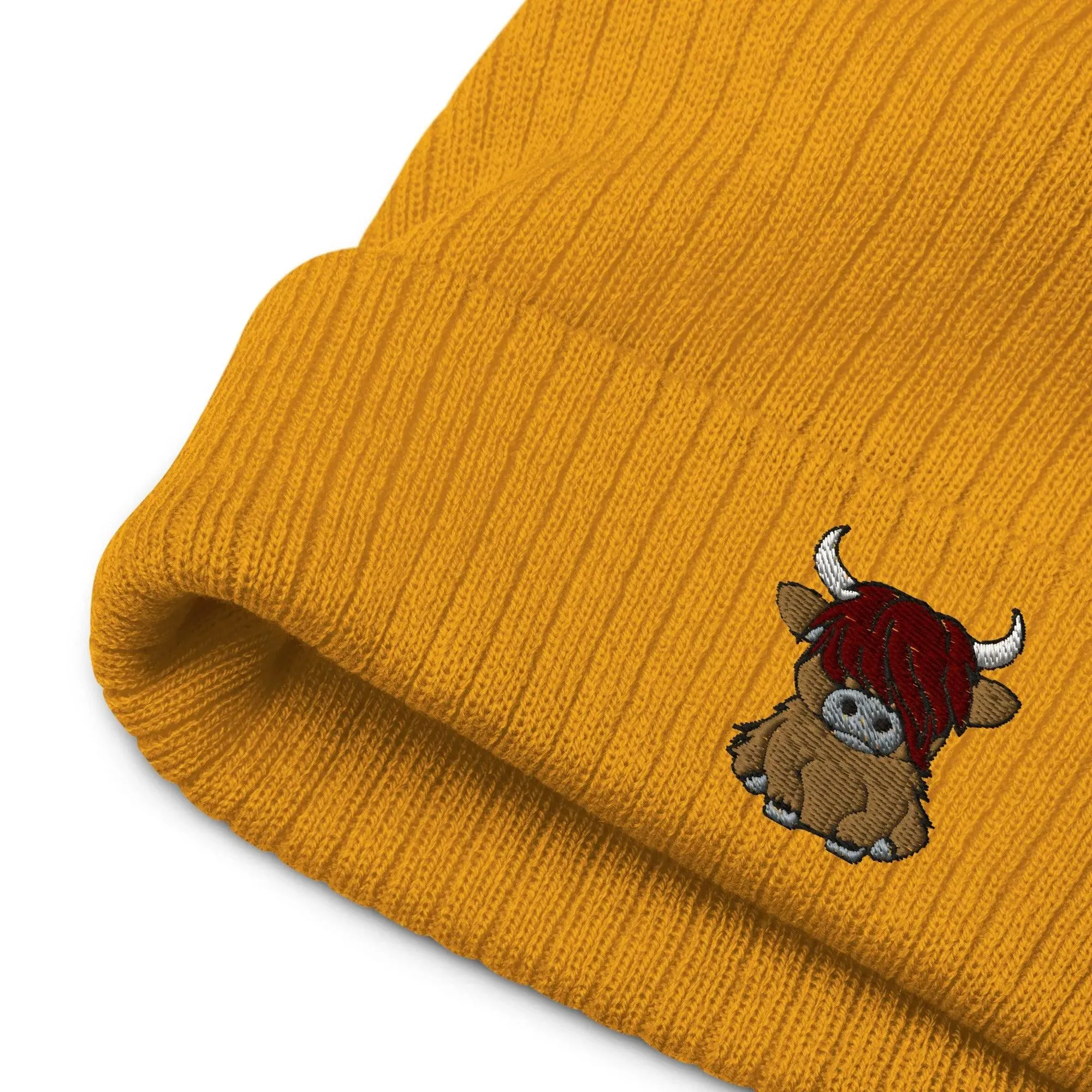 Scottish Highland Cow Embroidered Beanie