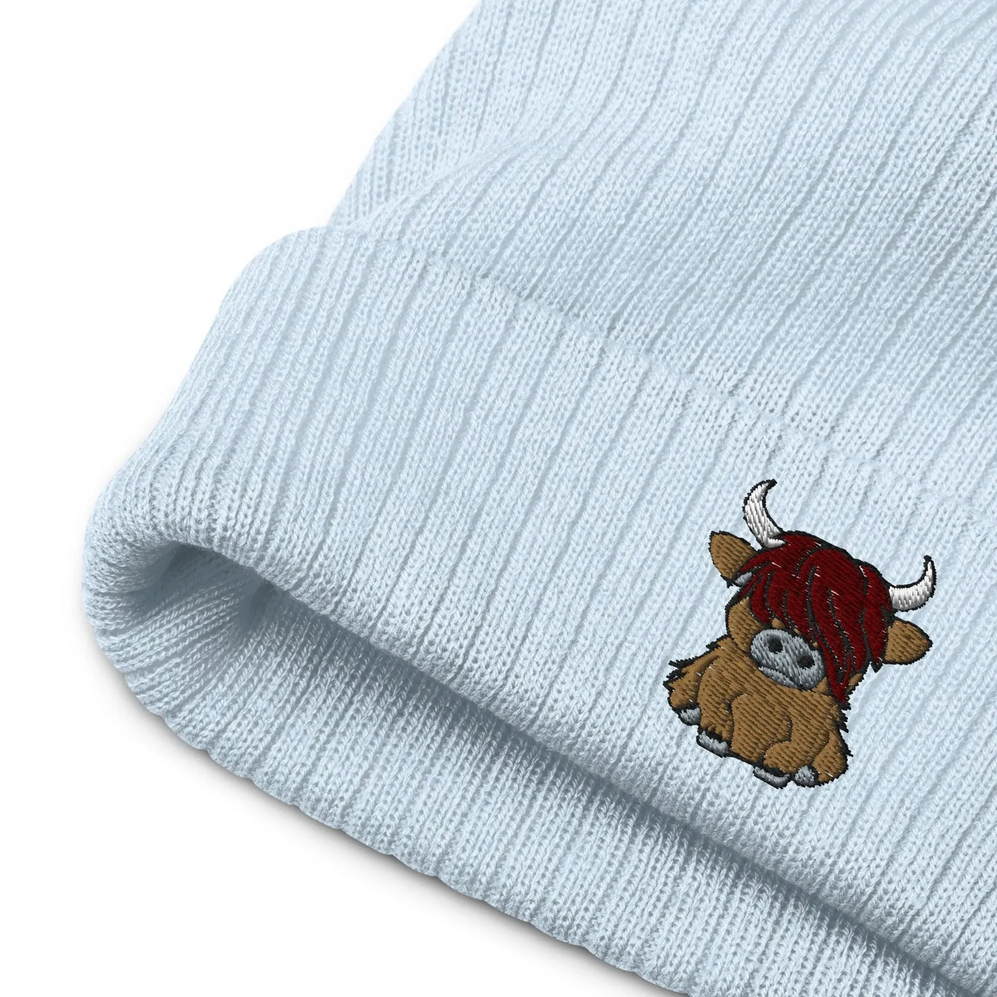 Scottish Highland Cow Embroidered Beanie