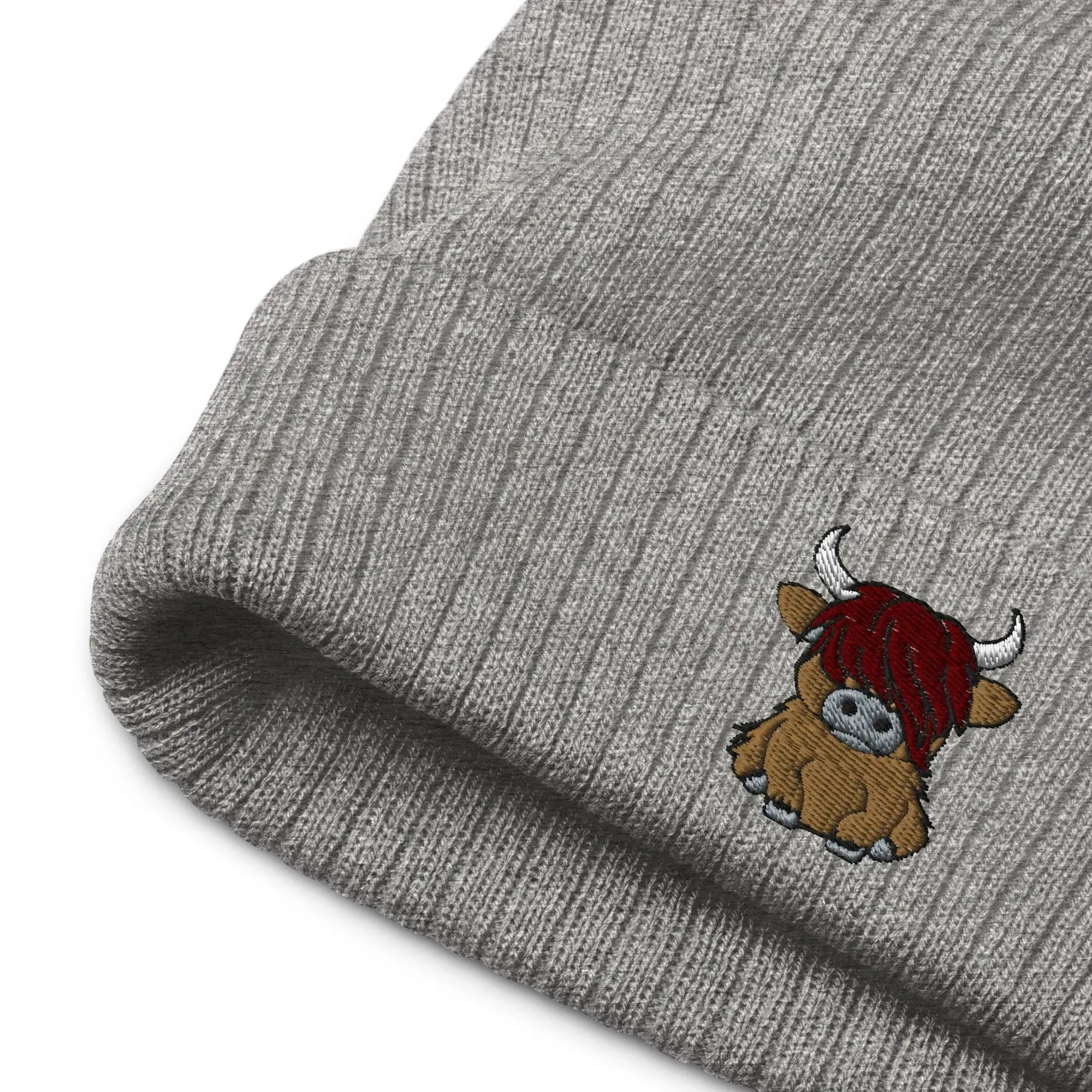 Scottish Highland Cow Embroidered Beanie