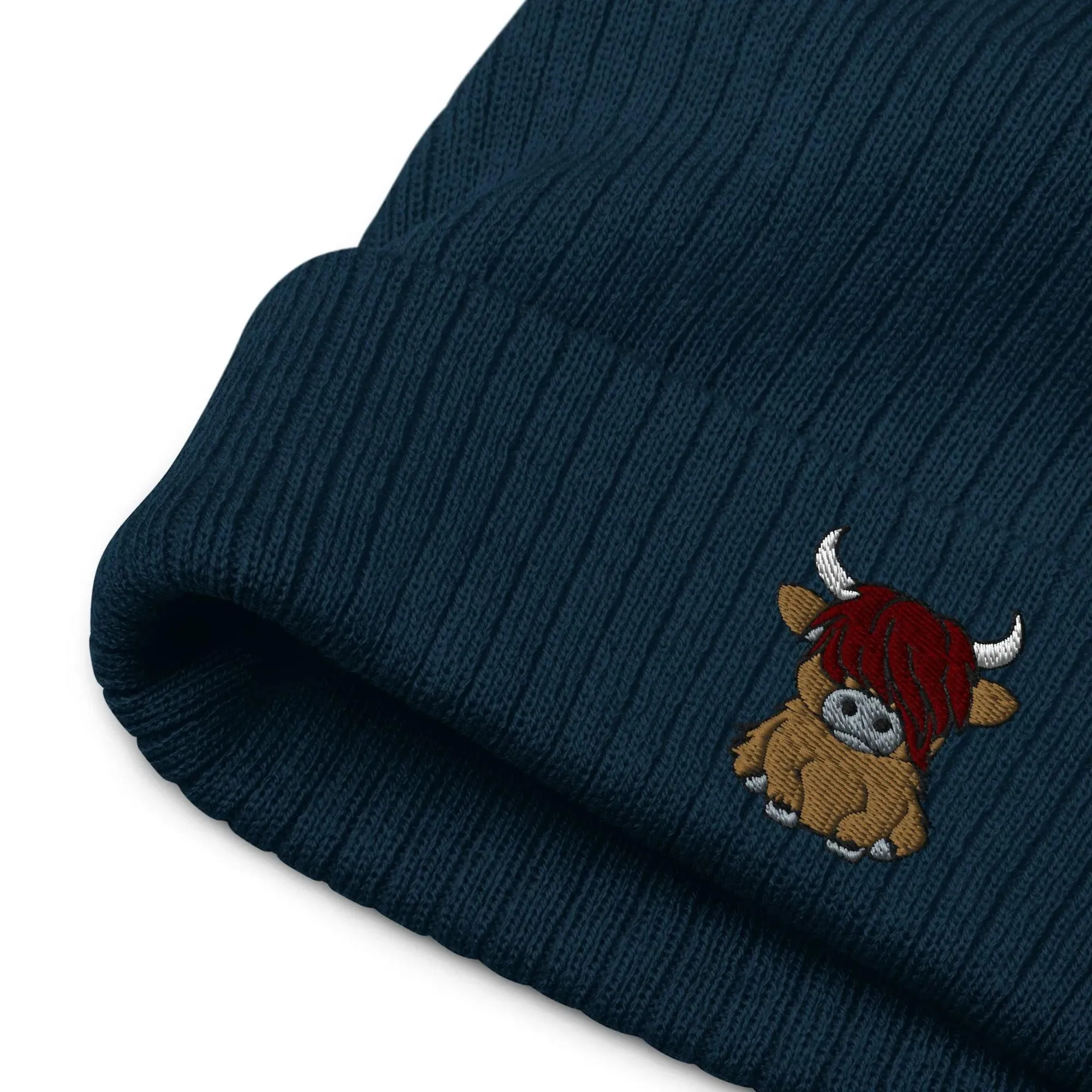Scottish Highland Cow Embroidered Beanie