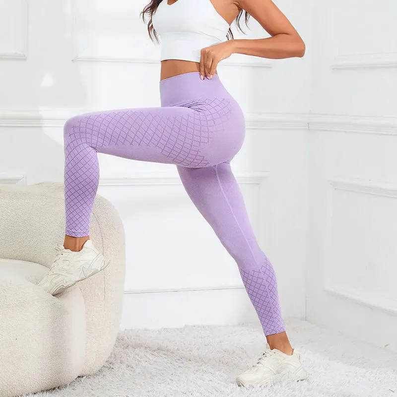 Seamless High Waist Striped Knitting Legging with Hip Lifting Feature