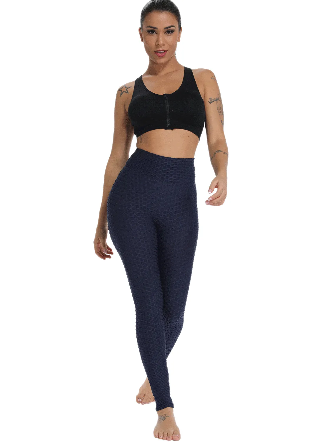 SEASUM Compression Textured Ruched Women Yoga Pants