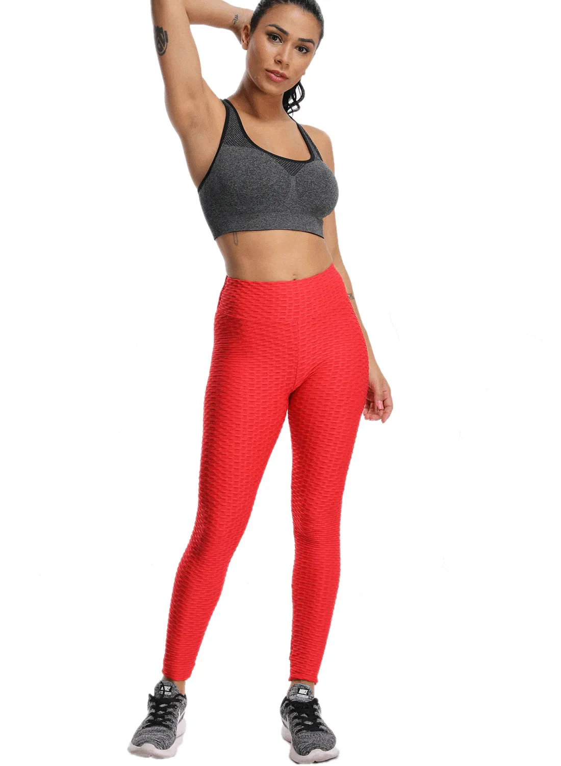 SEASUM Compression Textured Ruched Women Yoga Pants