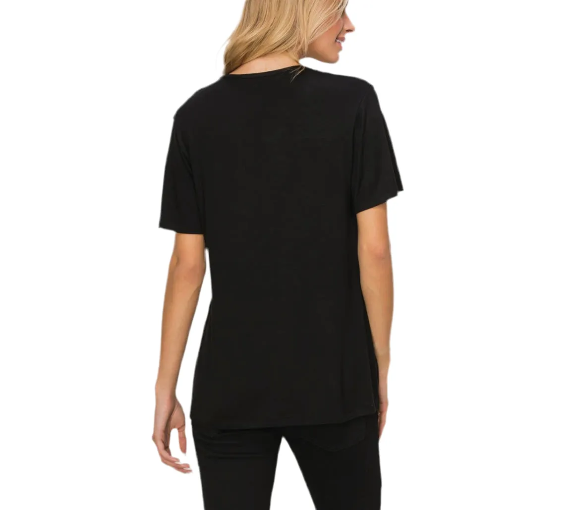 Sequin Inset Short Sleeve Top