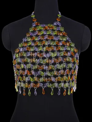 Sexy Punk Backless Crystal Halter Top