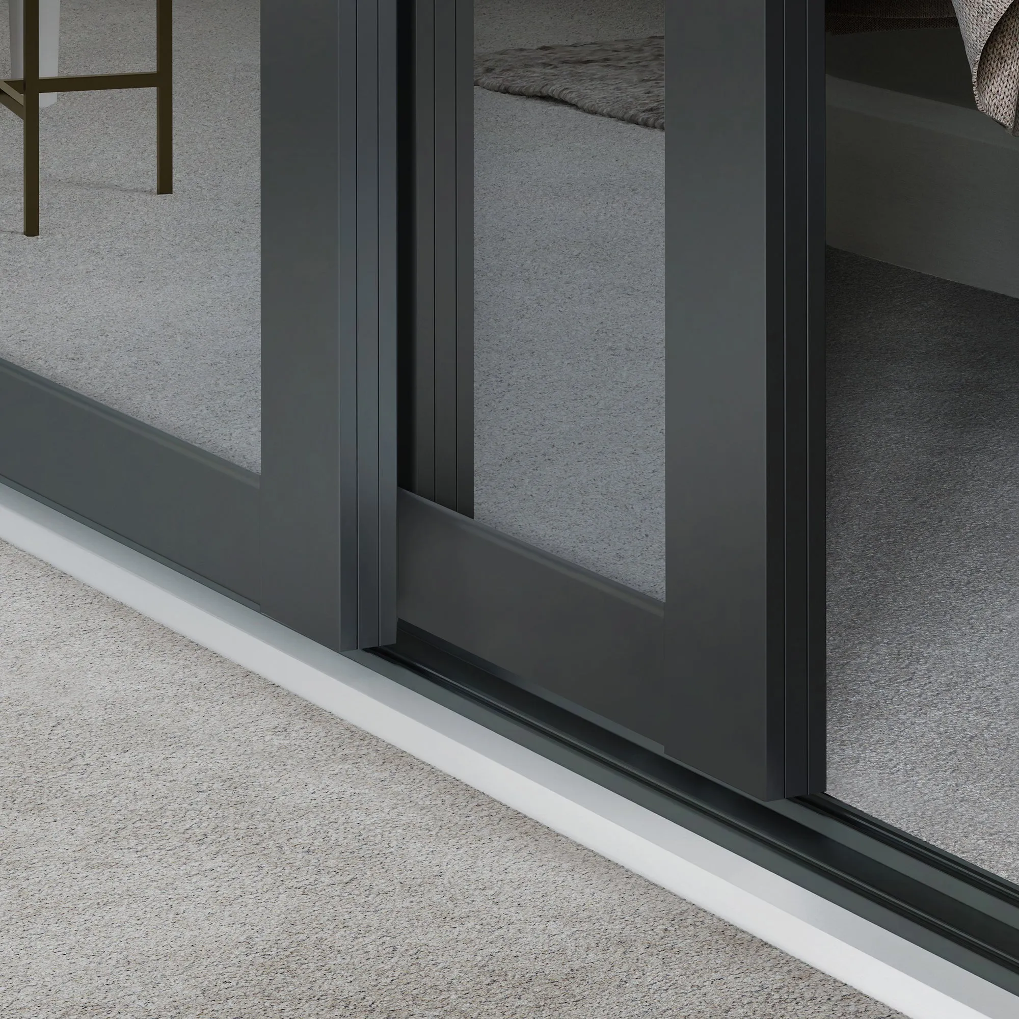 Shaker Graphite Frame 4 Door Mirror Sliding Wardrobe Kit