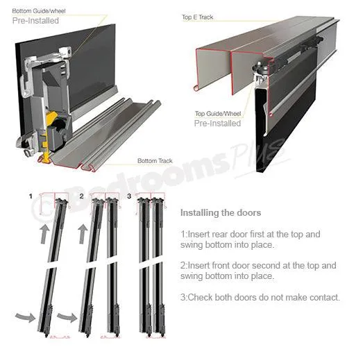 Shaker Graphite Frame 4 Door Mirror Sliding Wardrobe Kit