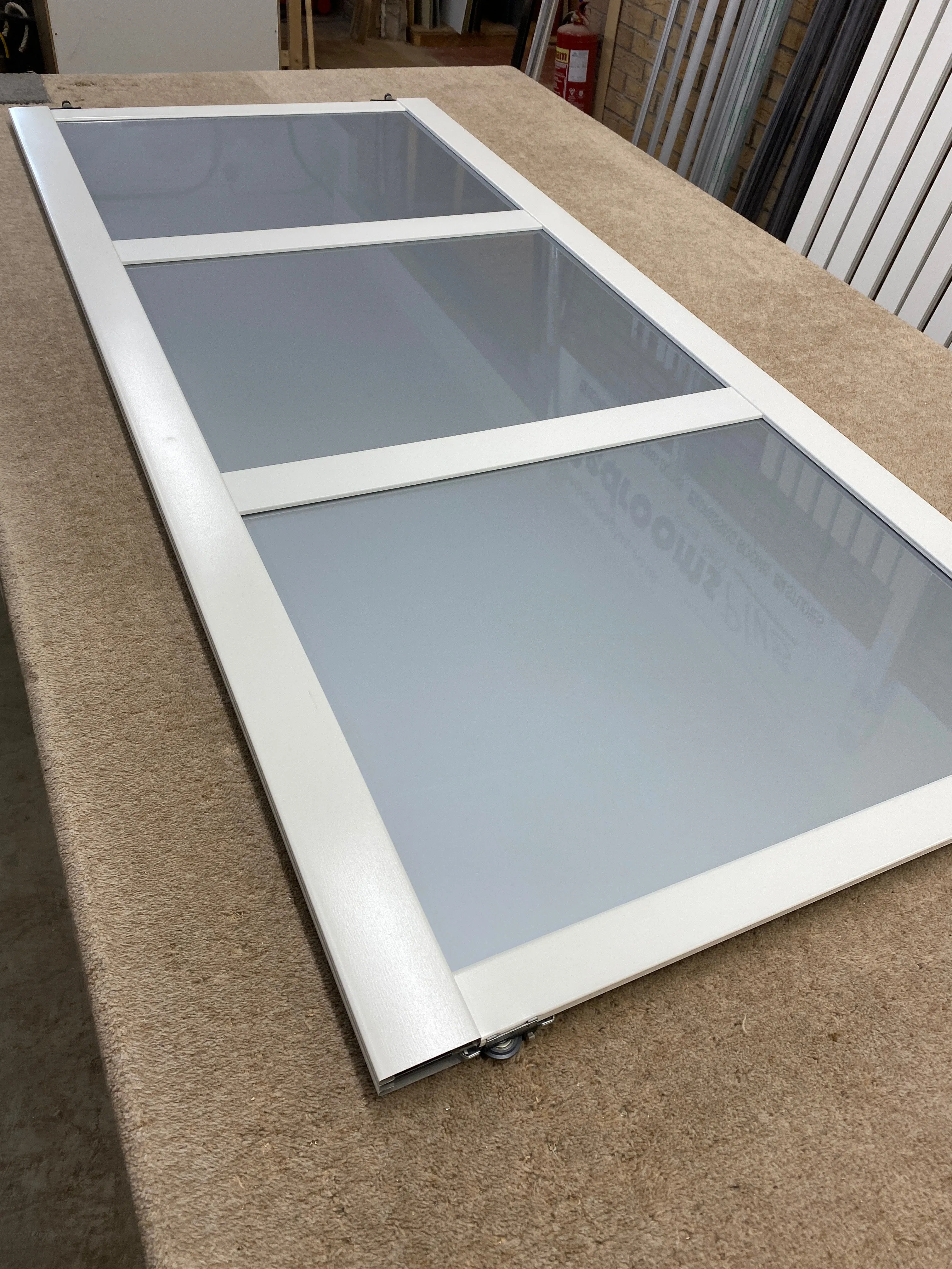 Shaker White Frame Grey Glass 3 Door Sliding Wardrobe Kit