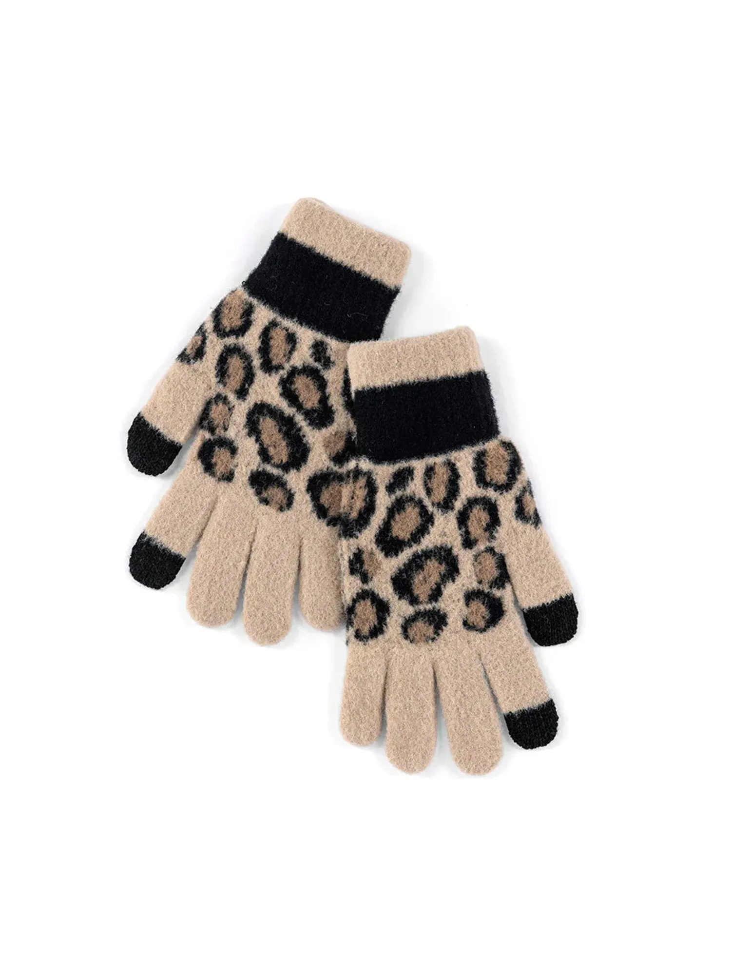 Shiraleah Leopard Winter Knit Touchscreen Gloves - Brands We Love