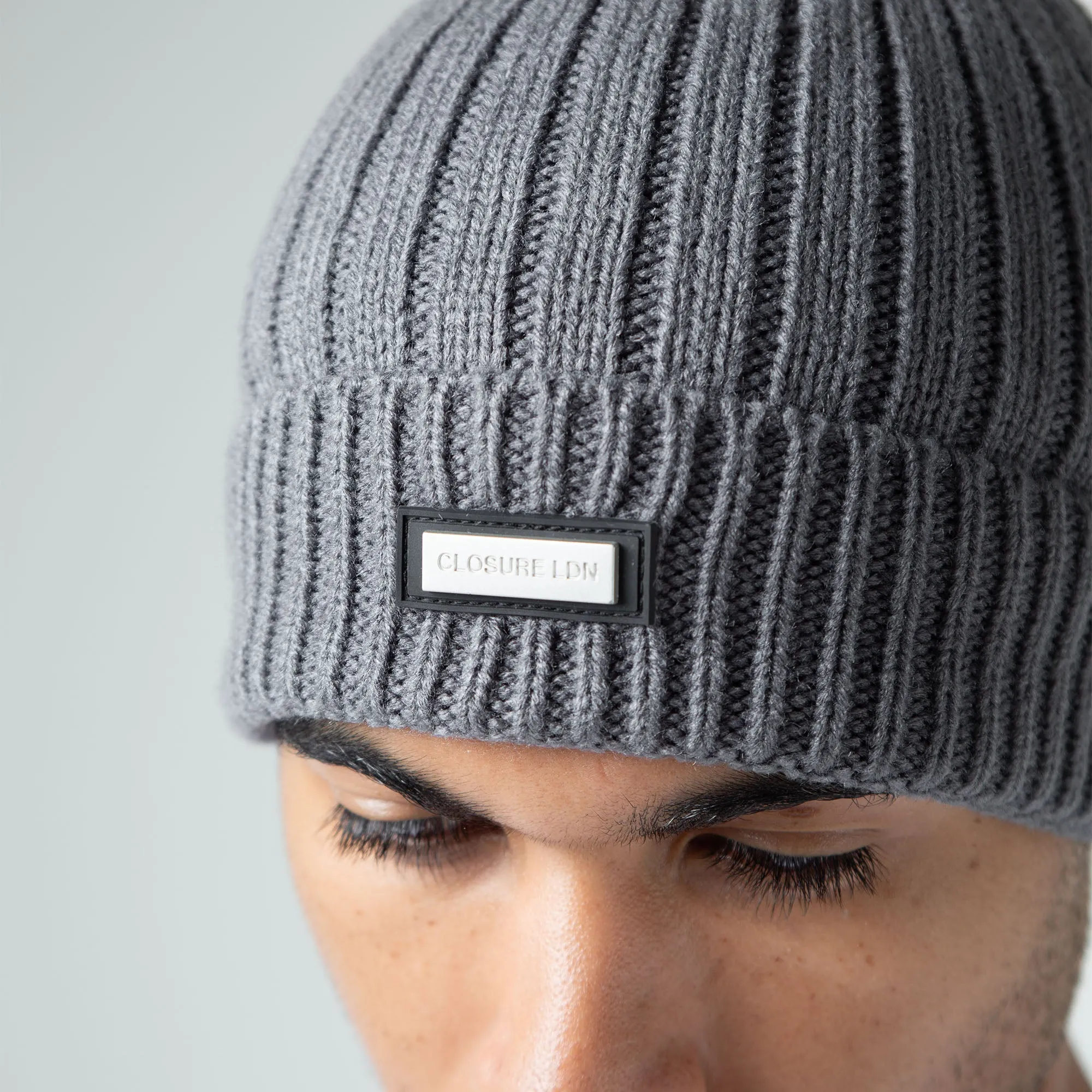 Smart Metal Badge Beanie | Charcoal