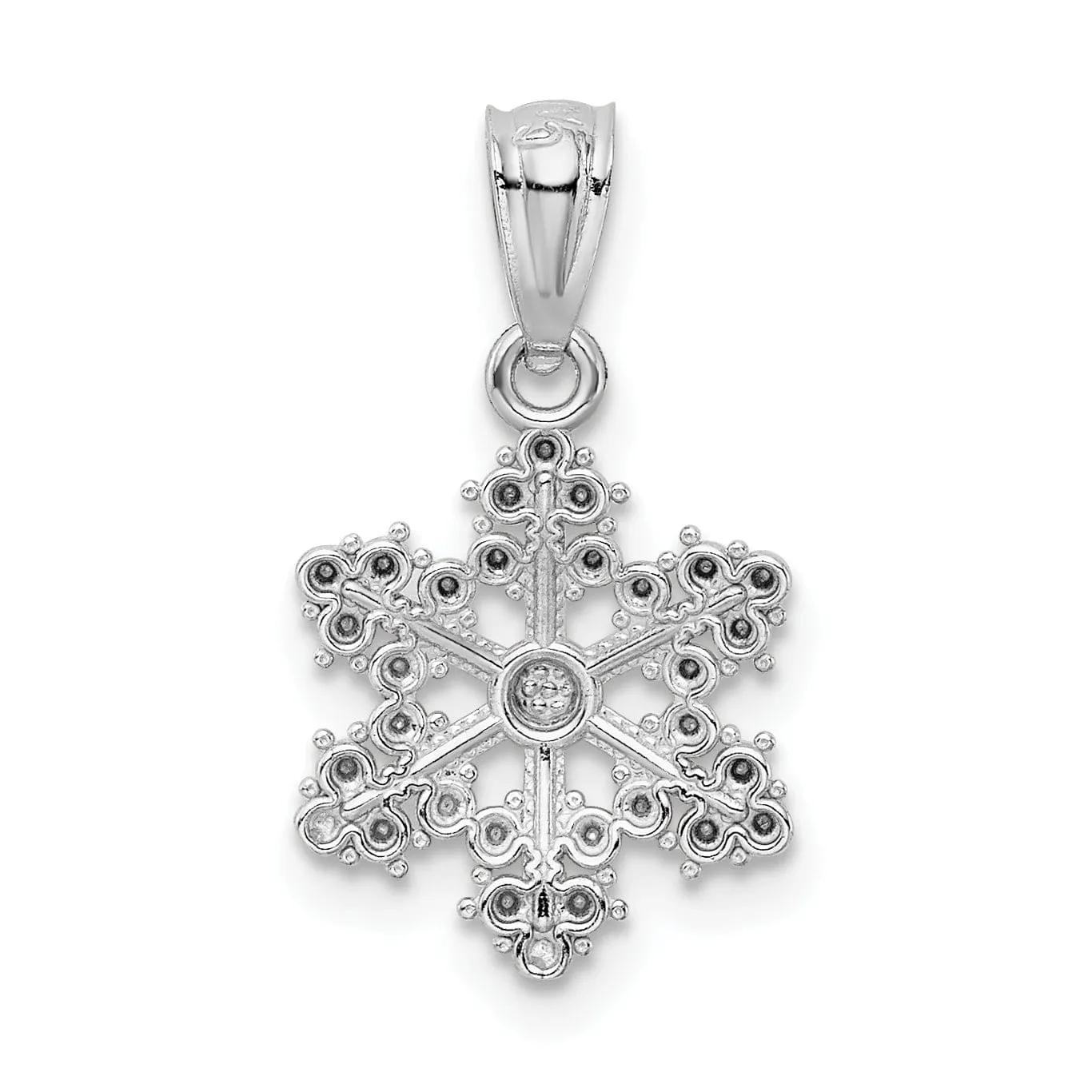 Solid 14k White Gold Snowflake Charm Pendant