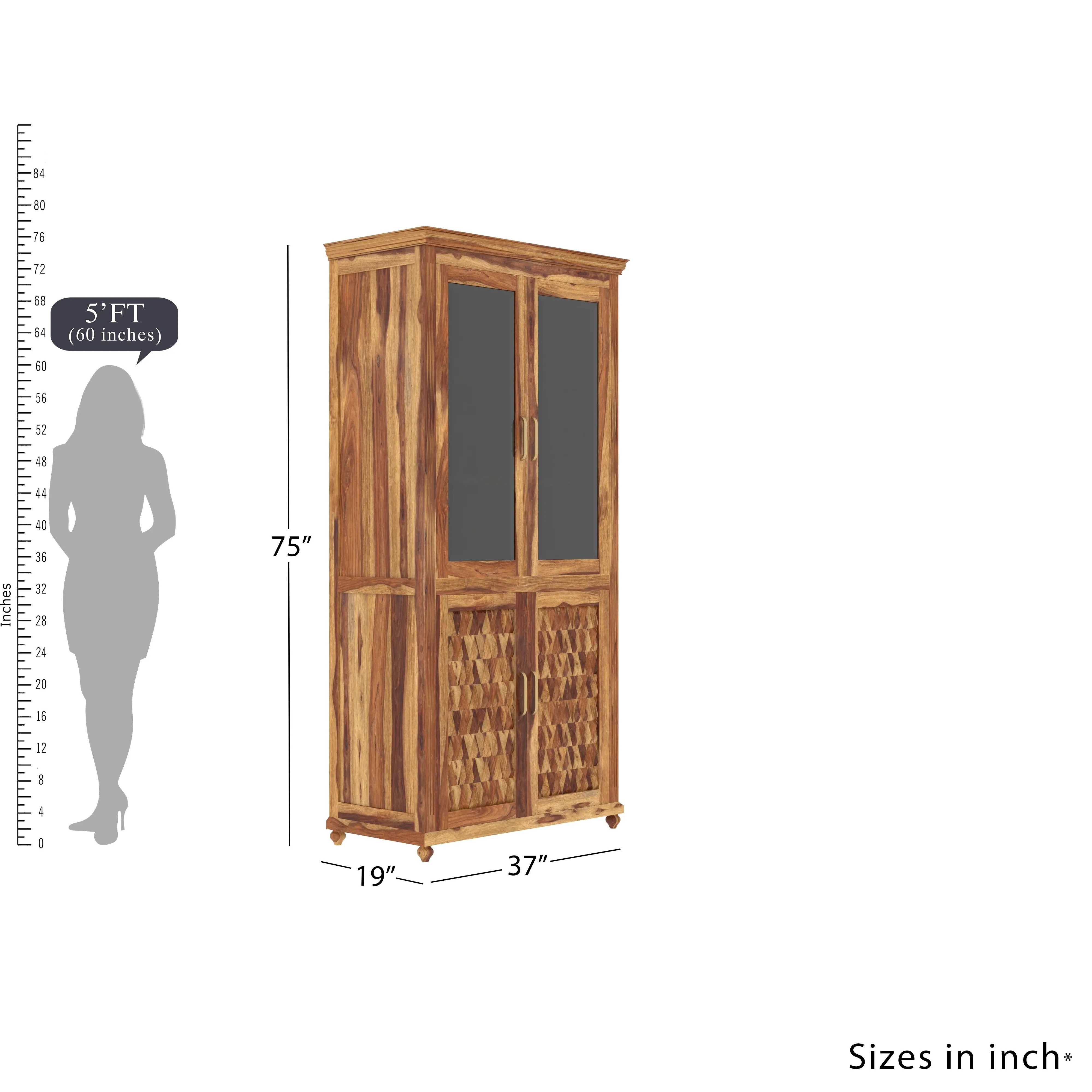 Southern  Sheesham Finished Multi-Storage Wooden Handmade Wardrobe
