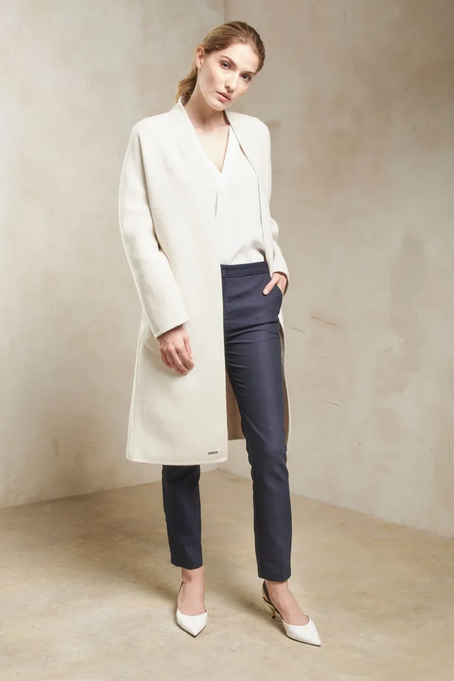 Stefanie Coat Baby Alpaca & Wool Color White
