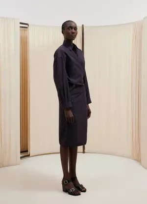 STRAIGHT COLLAR TWISTED DRESS