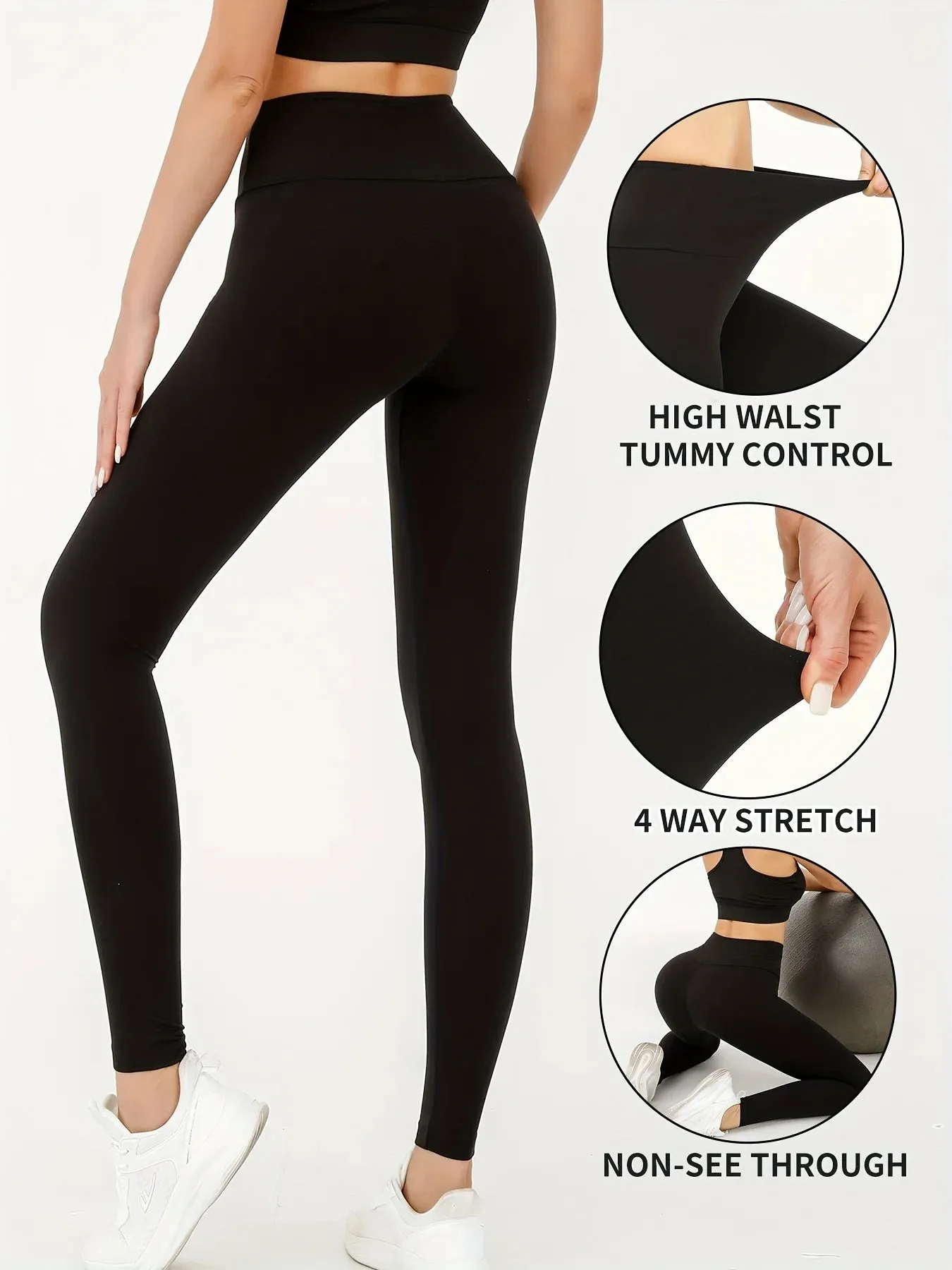 Super Soft High Waisted Tummy Control No See Through Workout Yoga Running Tights Women's Activewear Leggings