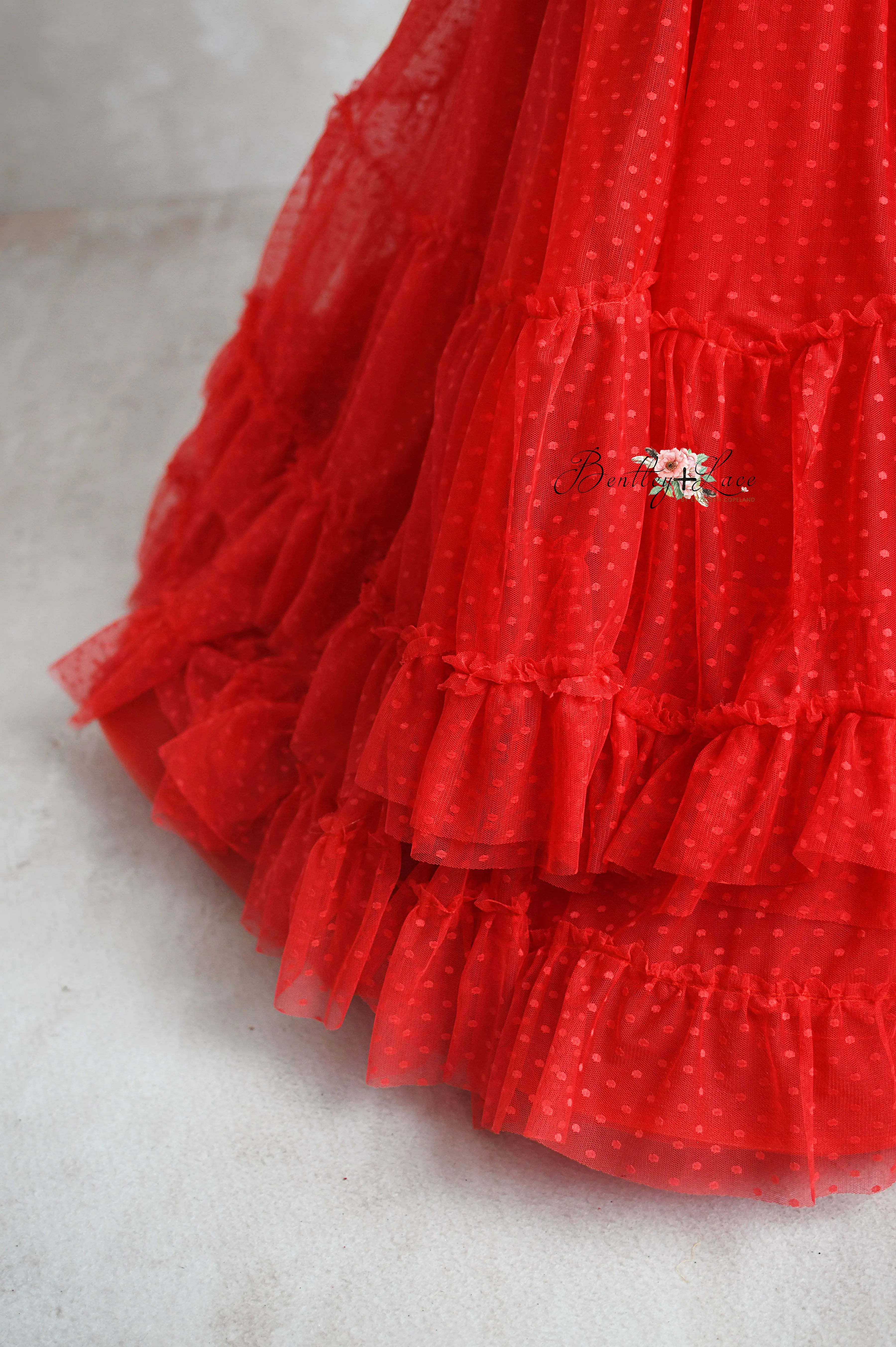 Swish Dot Couture Red Floor-Length Gown Rental | Size 6 Years - Petite 8 Years