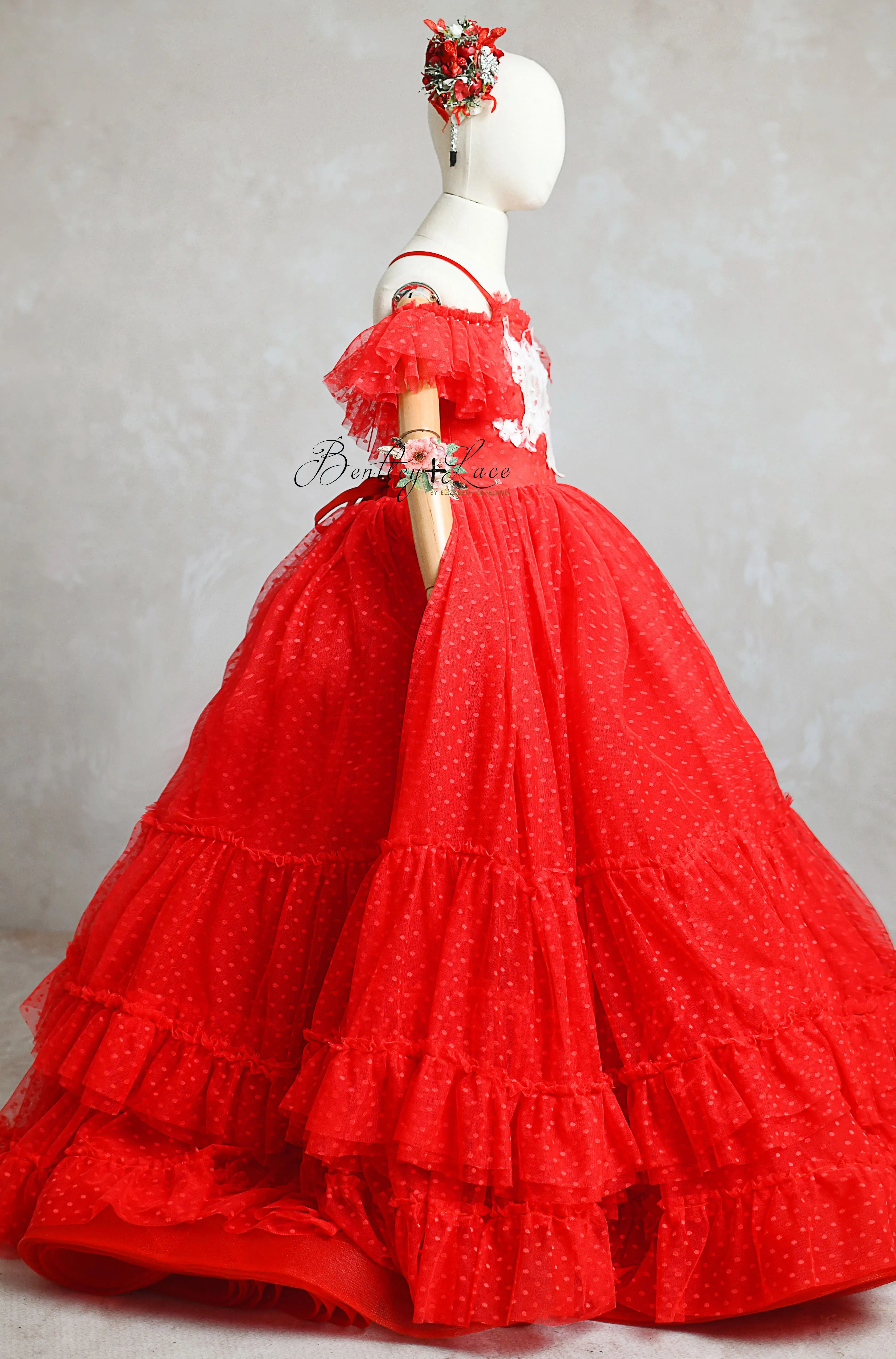 Swish Dot Couture Red Floor-Length Gown Rental | Size 6 Years - Petite 8 Years