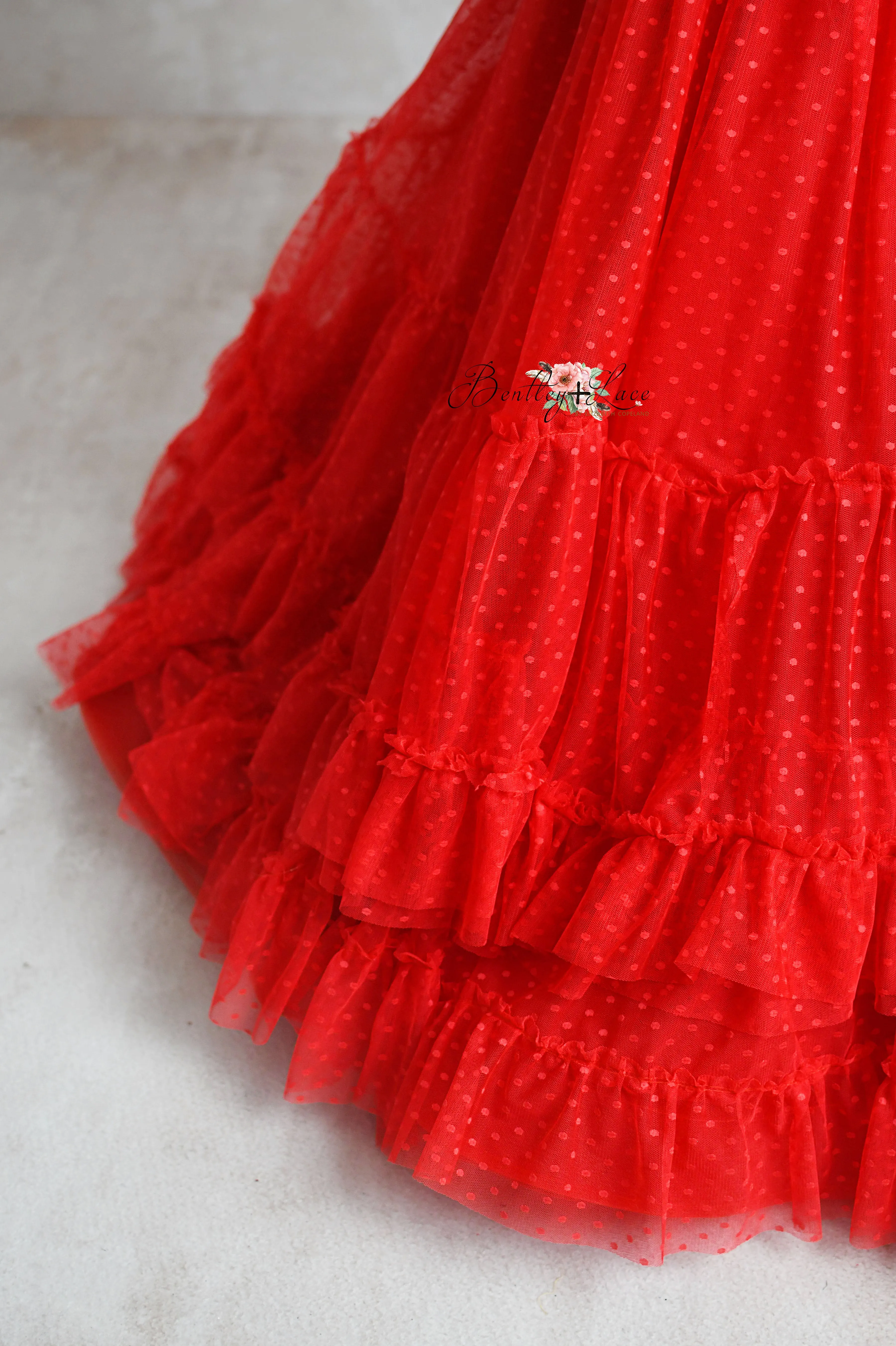 Swish Dot Couture Red Floor-Length Gown Rental | Size 6 Years - Petite 8 Years