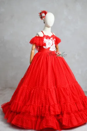 Swish Dot Couture Red Floor-Length Gown Rental | Size 6 Years - Petite 8 Years