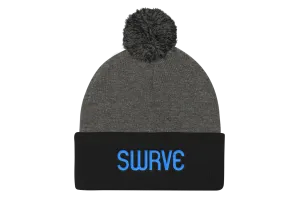 swrve 1968 CYAN embroidered Pom Pom Knit Cap
