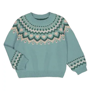 Teal and Cream Geometric Sweater