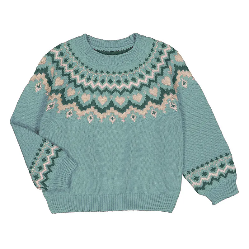 Teal and Cream Geometric Sweater