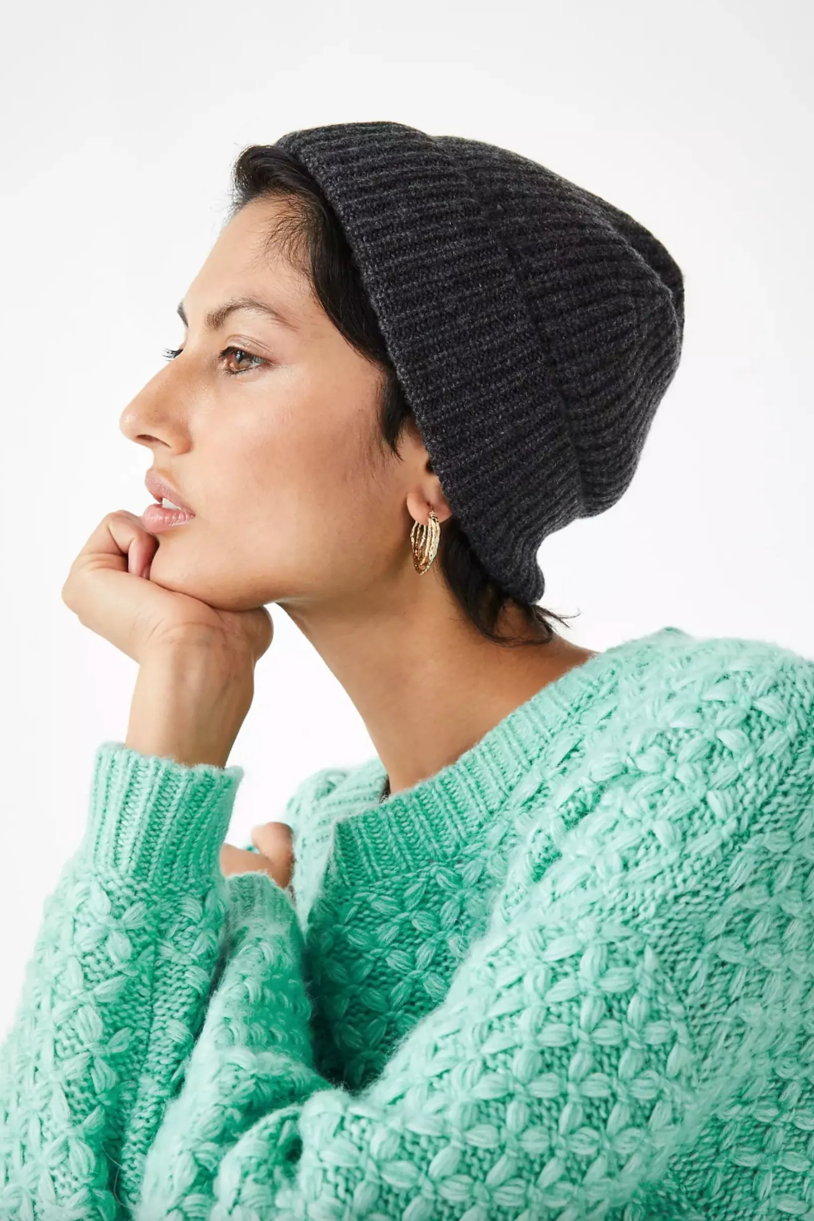 Teresa Charcoal Grey Cashmere Beanie Hat