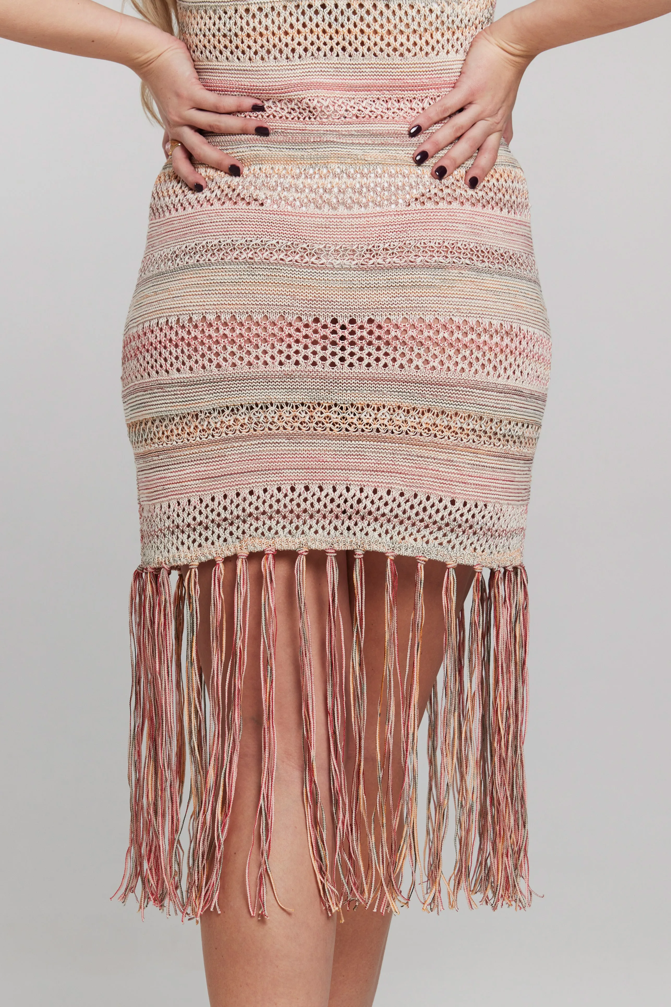 The Fringe Knit Tank Dress - Sand Dune