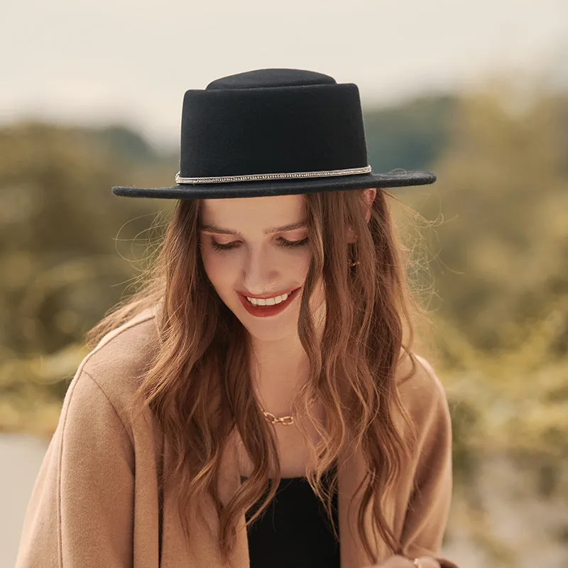 Top Hat Autumn and Winter Women's Fur Felt Hat Wool Top Hat
