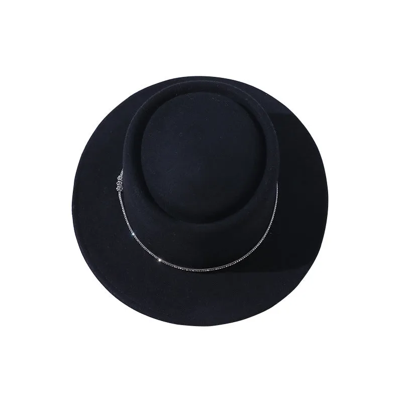 Top Hat Autumn and Winter Women's Fur Felt Hat Wool Top Hat