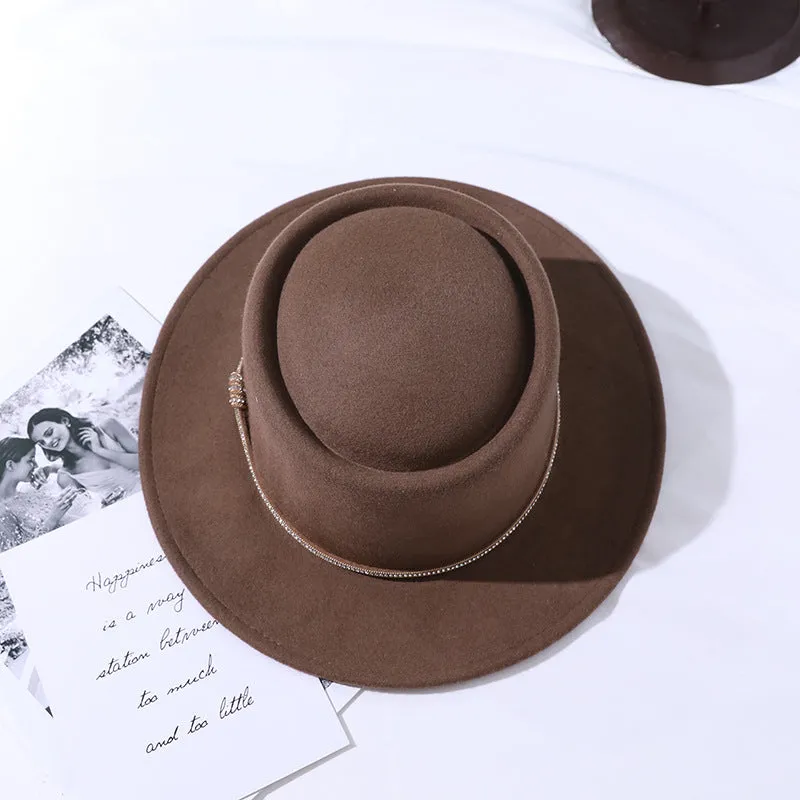 Top Hat Autumn and Winter Women's Fur Felt Hat Wool Top Hat