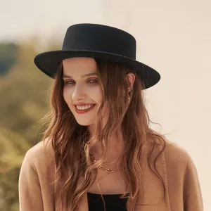 Top Hat Autumn and Winter Women's Fur Felt Hat Wool Top Hat