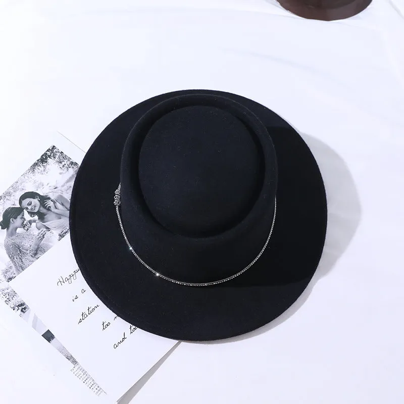 Top Hat Autumn and Winter Women's Fur Felt Hat Wool Top Hat
