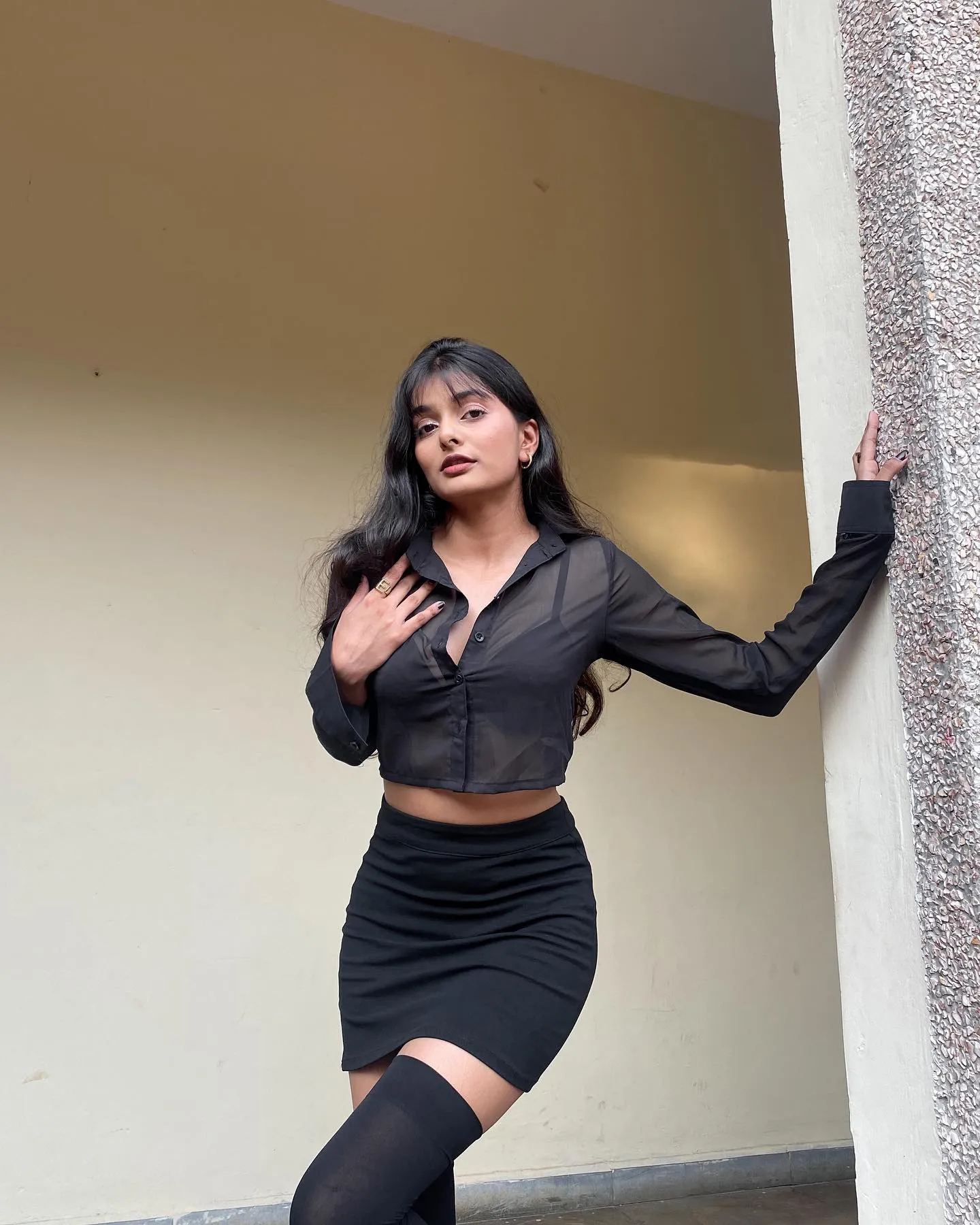 Trixie black mesh shirt top