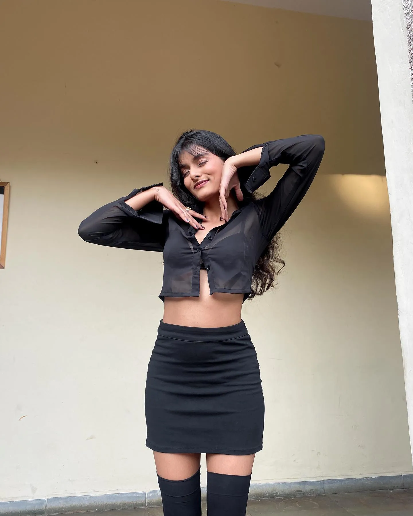 Trixie black mesh shirt top