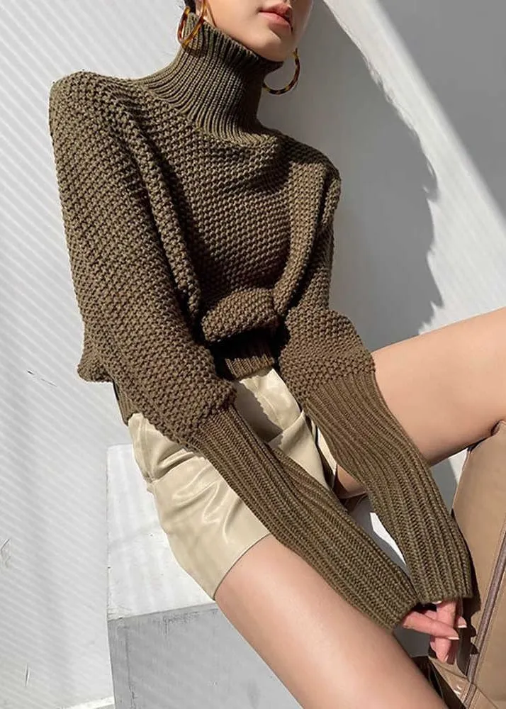 Turtle Neckline Pullover Knit Sweater