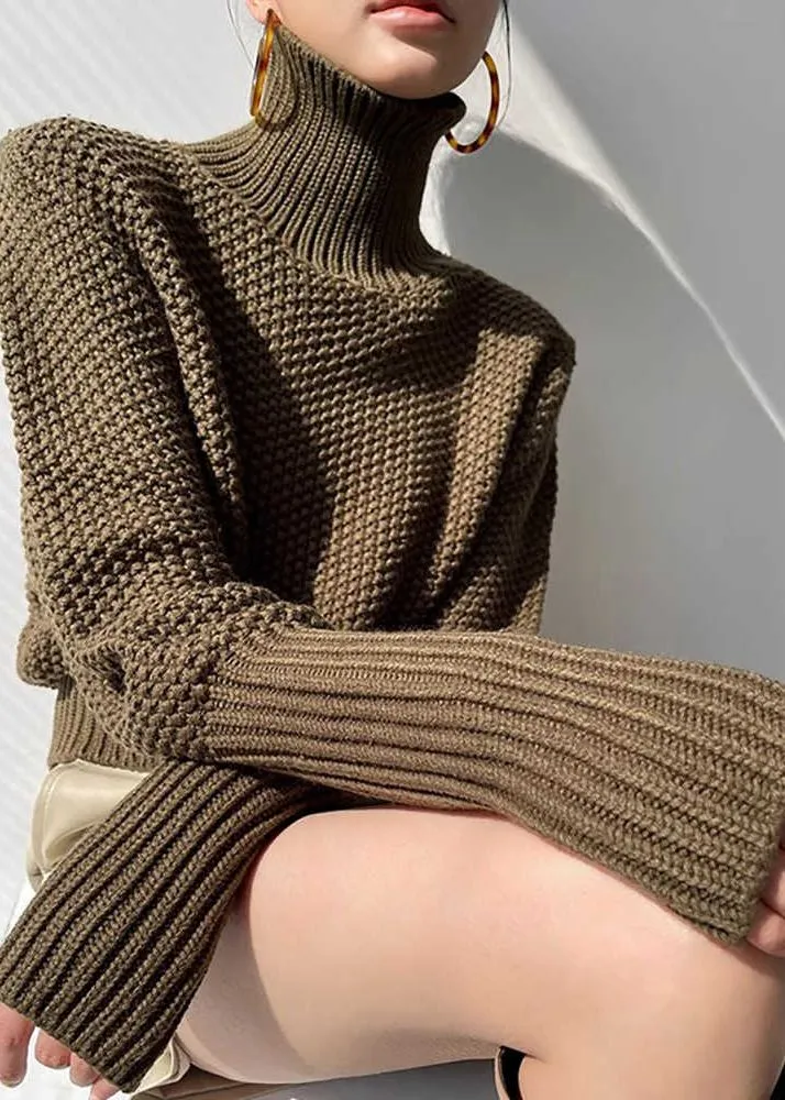 Turtle Neckline Pullover Knit Sweater