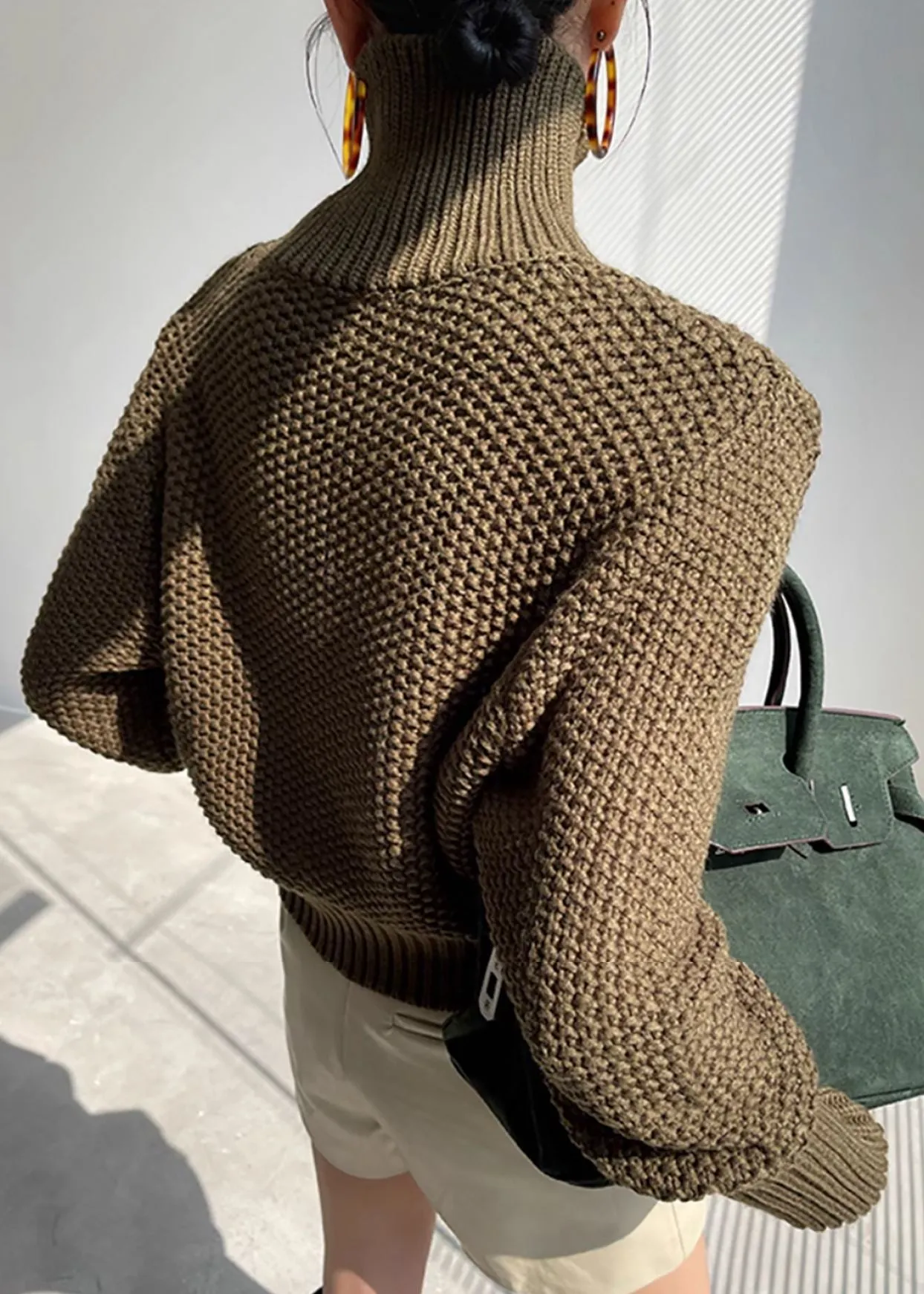 Turtle Neckline Pullover Knit Sweater