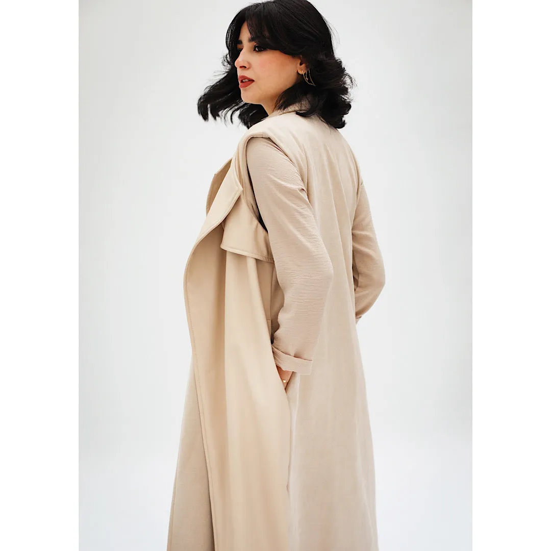 Two layer long beige vest
