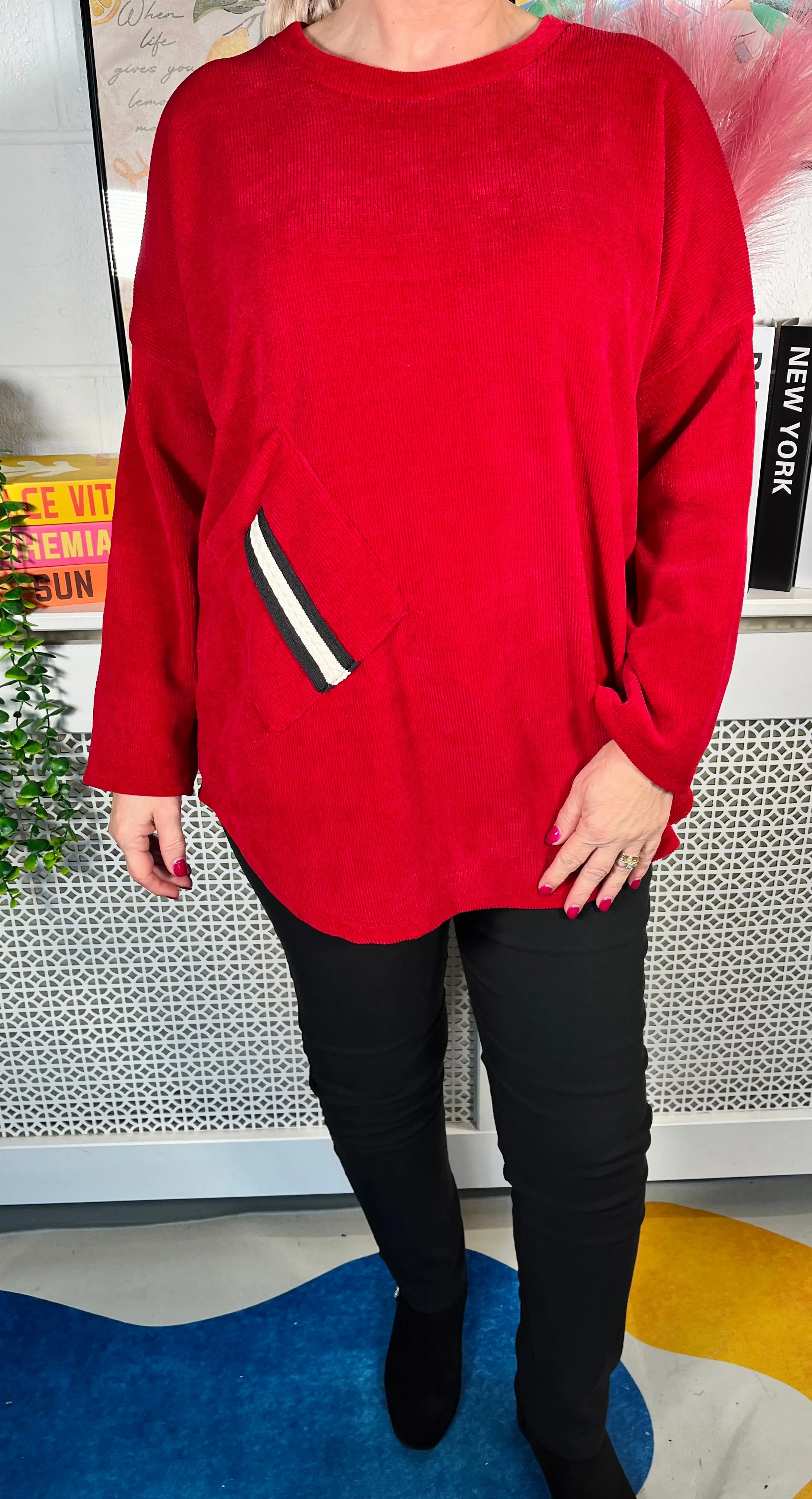 Verity Chenille Sweater - Cherry Red