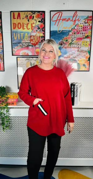 Verity Chenille Sweater - Cherry Red
