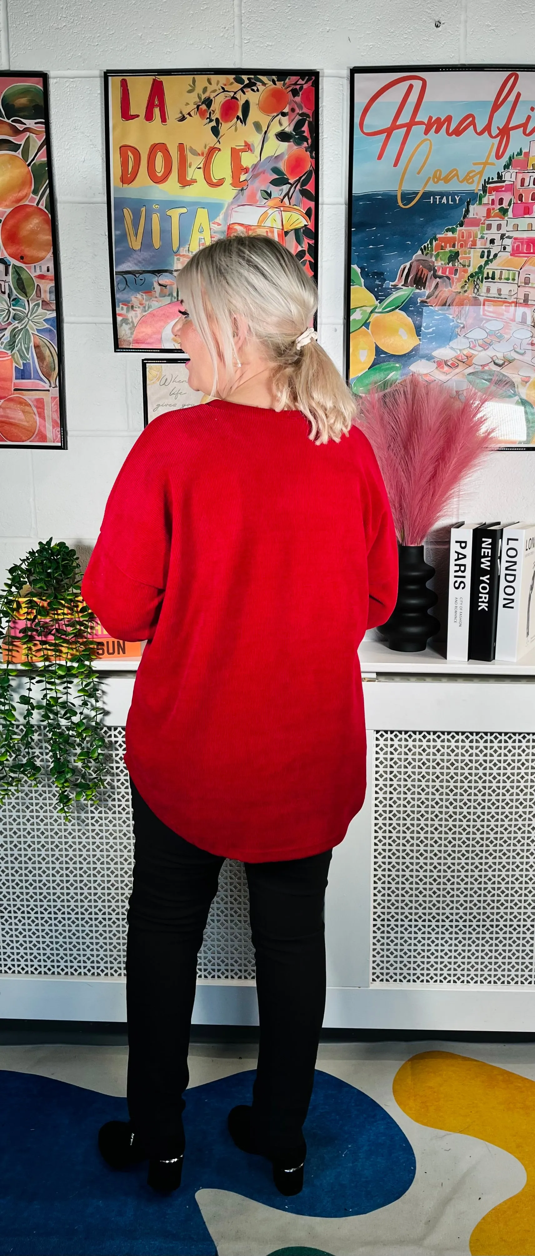 Verity Chenille Sweater - Cherry Red