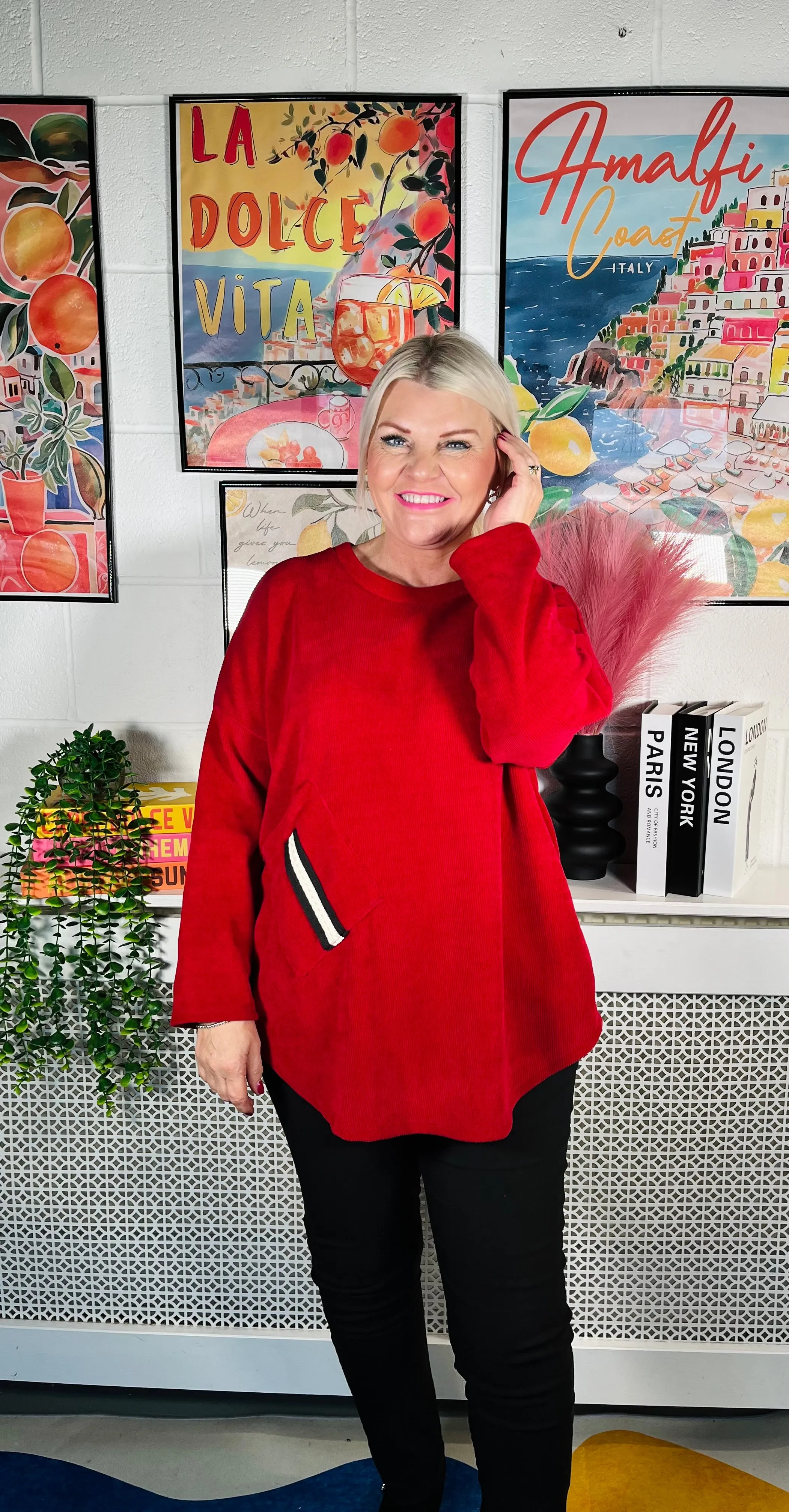 Verity Chenille Sweater - Cherry Red