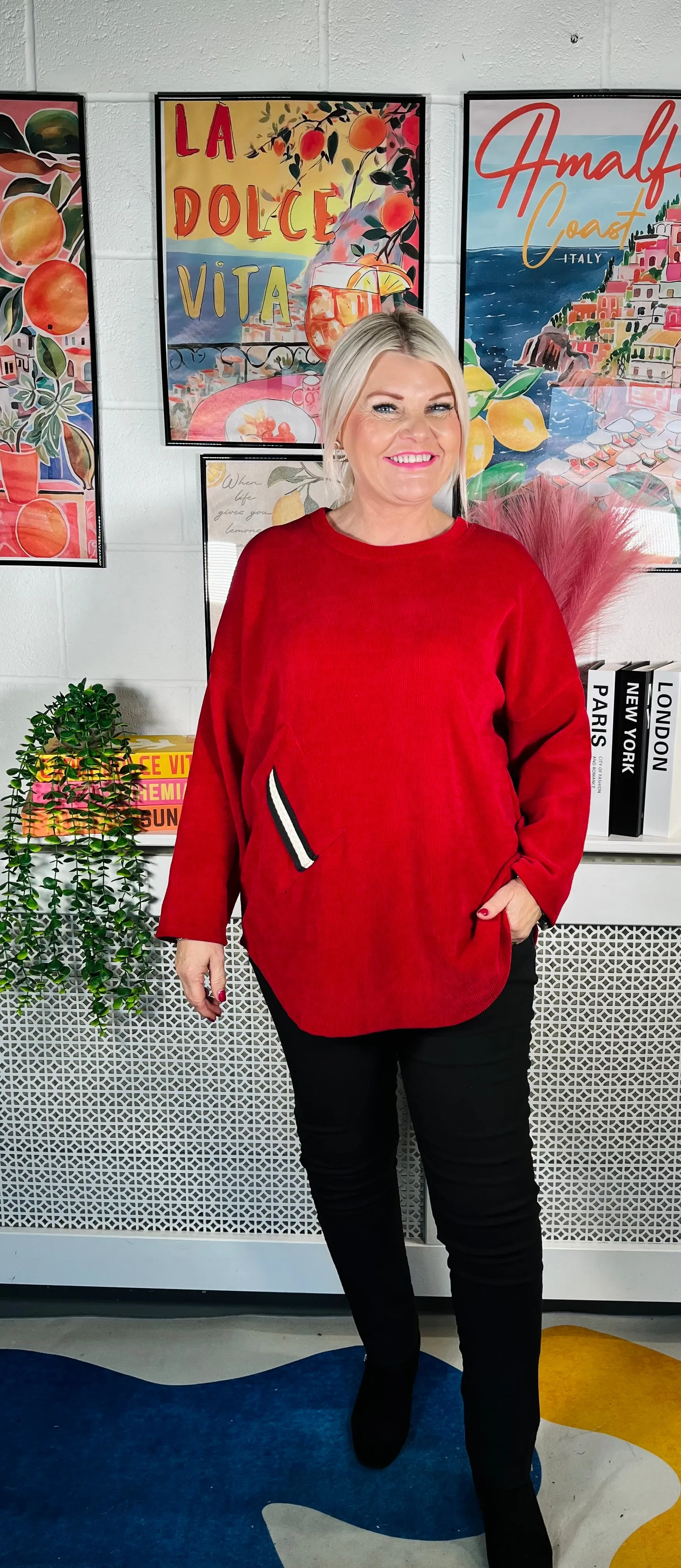 Verity Chenille Sweater - Cherry Red