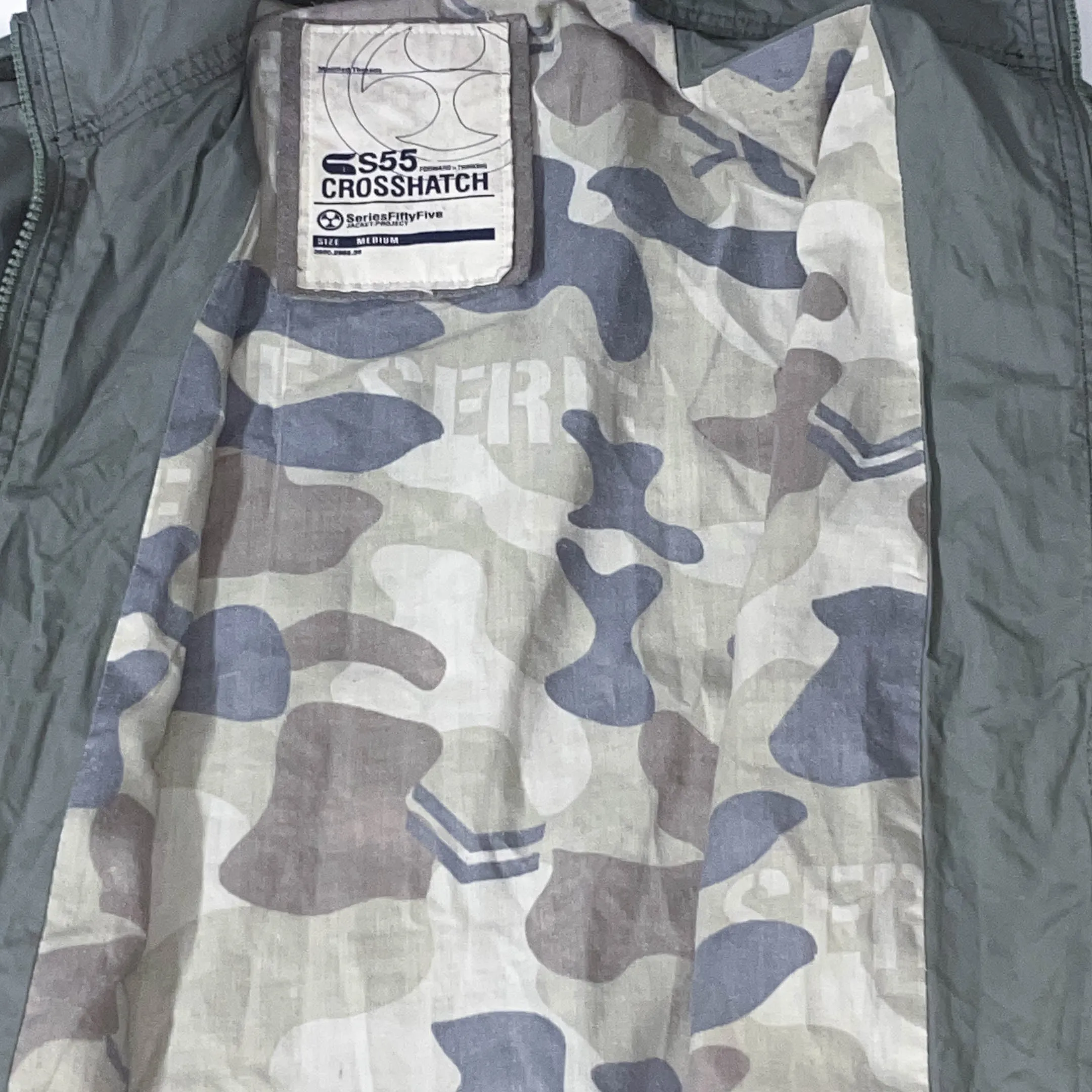 Vintage Crosshatch mens medium Army green military full zip up jacket